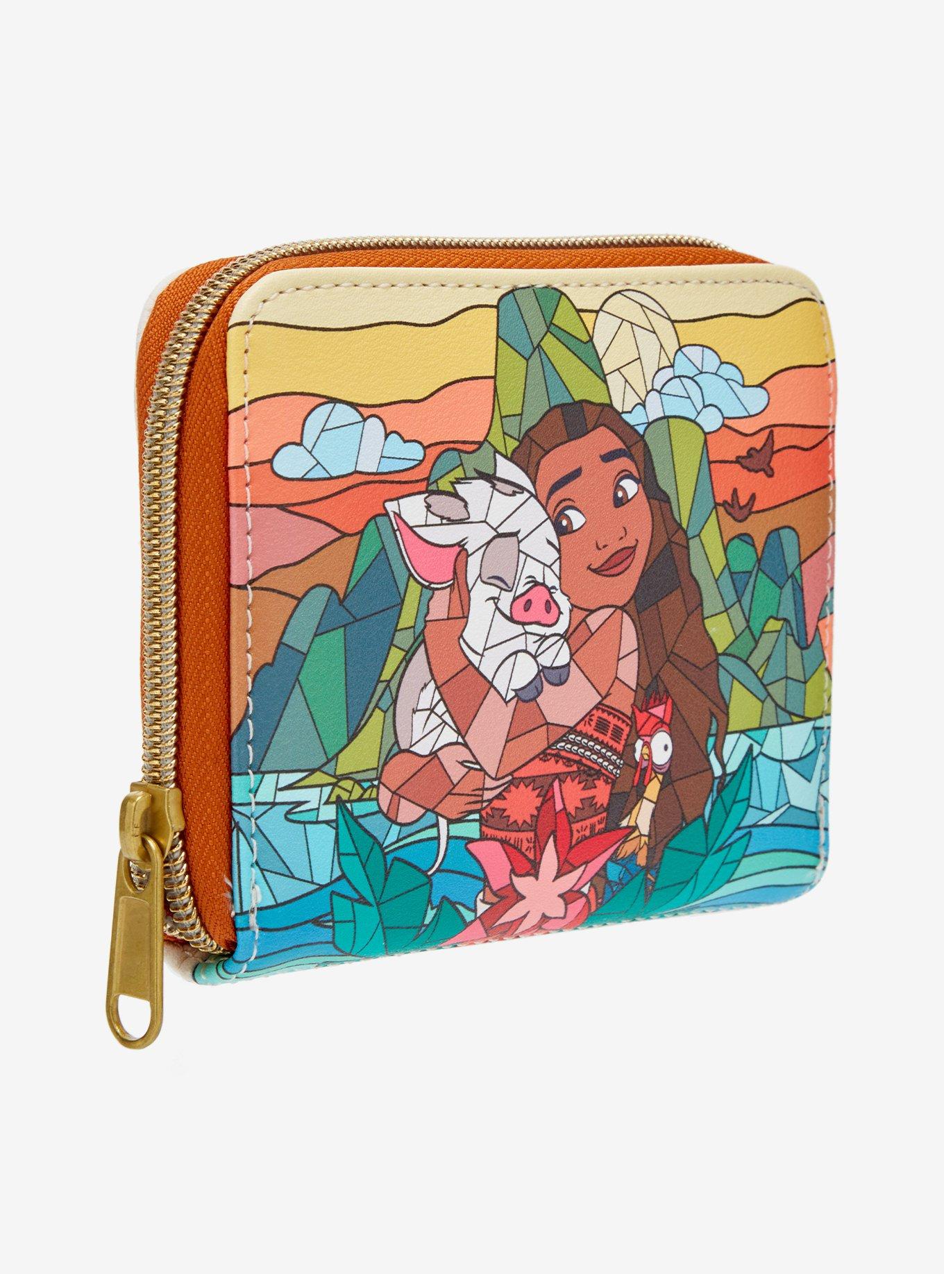 Loungefly Disney Moana & Friends Stained Glass Mini Zipper Wallet, , alternate