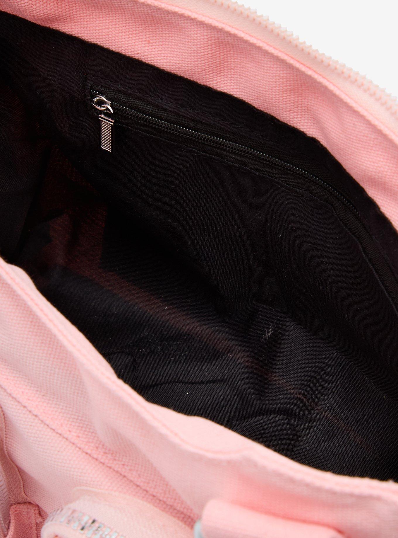 Pink Bow Charm Multi-Pocket Canvas Shoulder Bag, , alternate