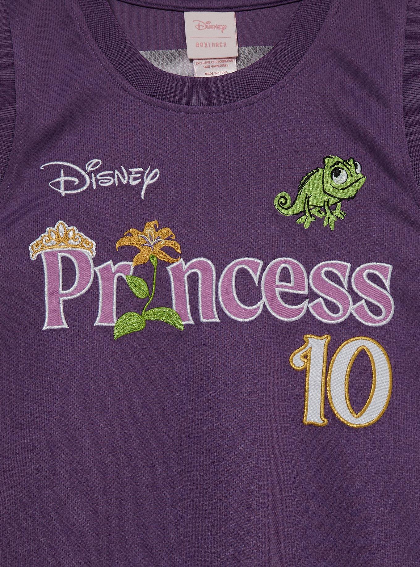 Disney Tangled Rapunzel Embroidered Women's Cropped Basketball Jersey — BoxLunch Exclusive, PURPLE, alternate