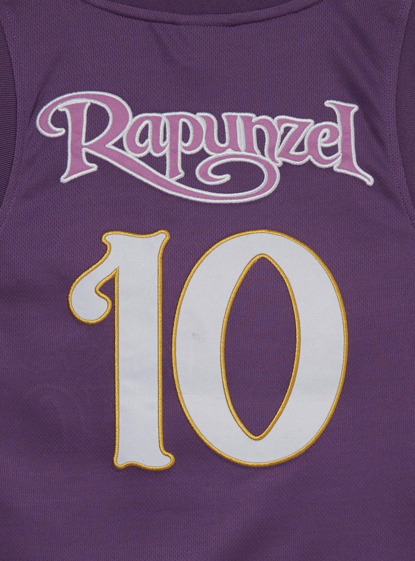 Disney Tangled Rapunzel Embroidered Women's Cropped Basketball Jersey — BoxLunch Exclusive, PURPLE, alternate