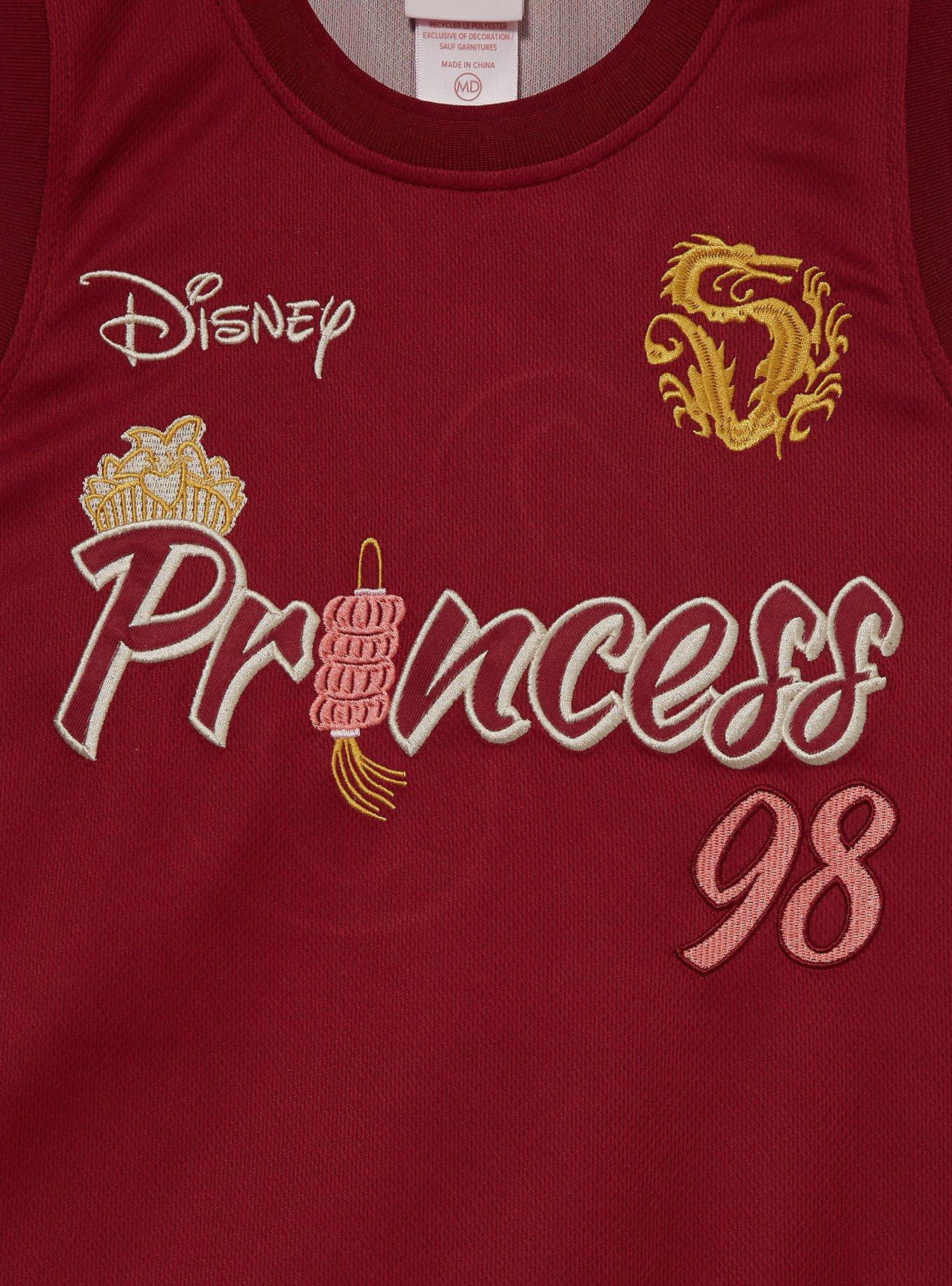 Disney Mulan Embroidered Women's Cropped Basketball Jersey — BoxLunch Exclusive, RED, alternate