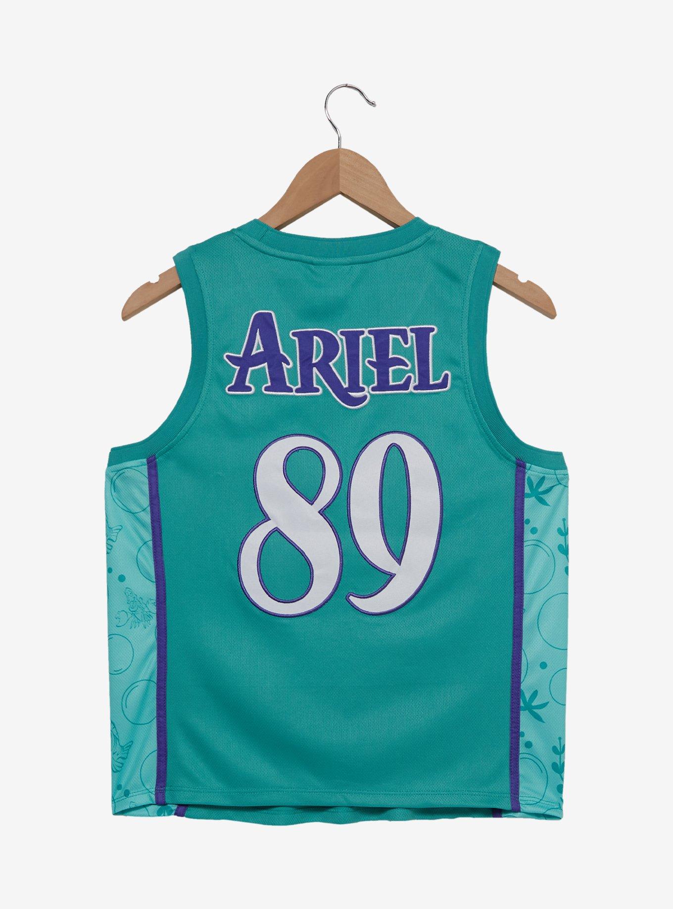 Disney The Little Mermaid Ariel Embroidered Women's Cropped Basketball Jersey — BoxLunch Exclusive, , hi-res