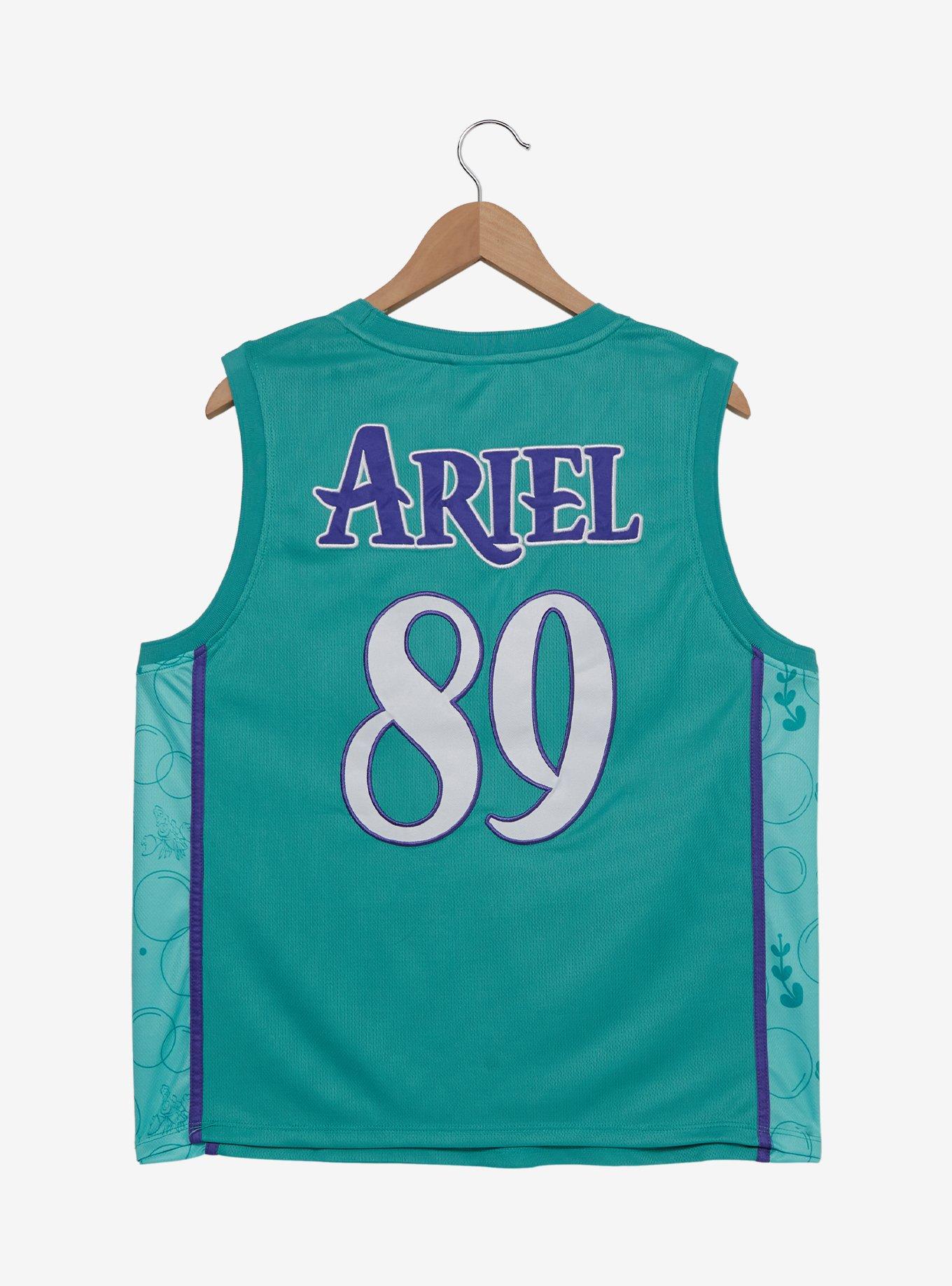 Disney The Little Mermaid Ariel Embroidered Women's Plus Size Cropped Basketball Jersey — BoxLunch Exclusive, , hi-res