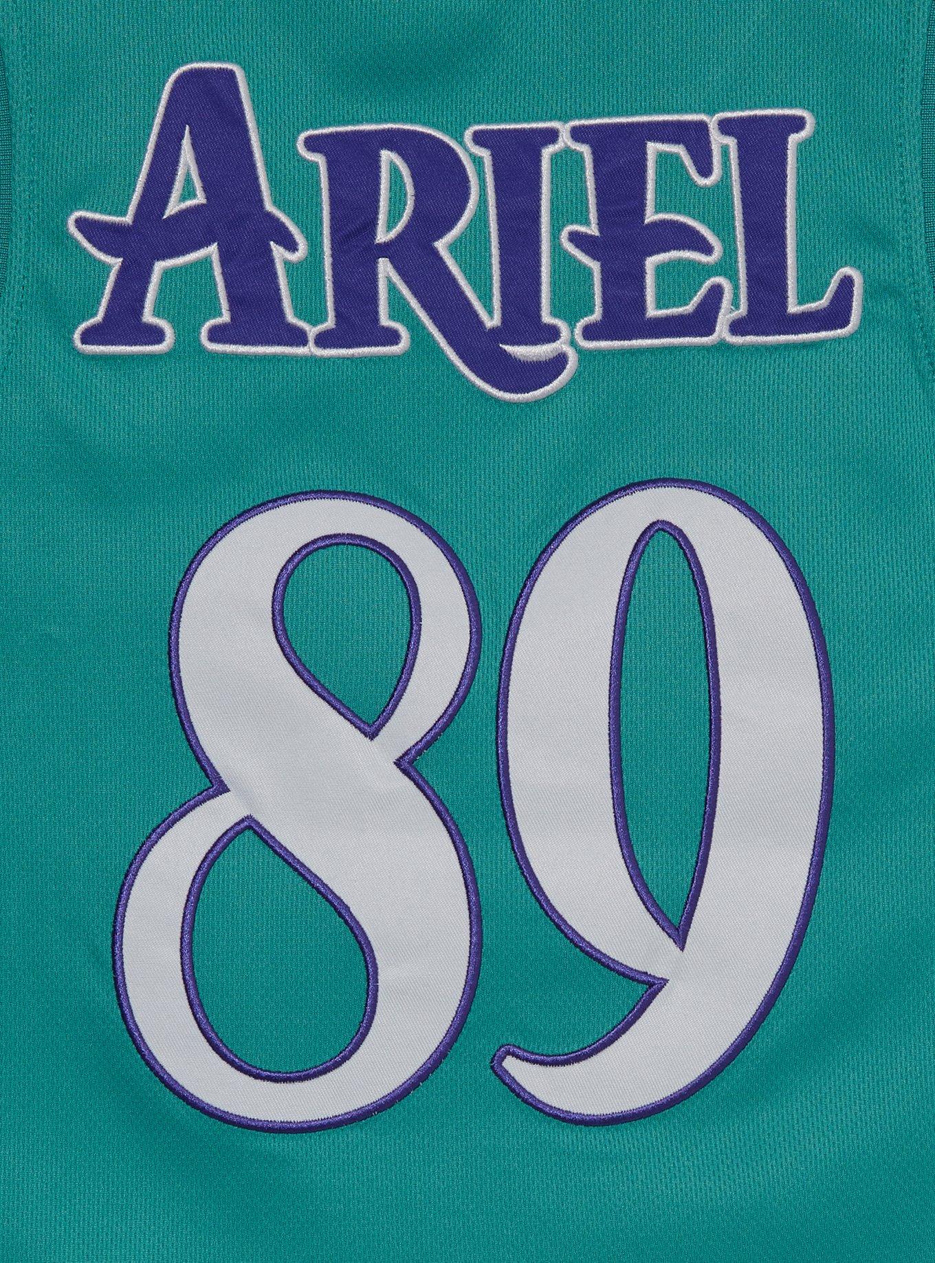 Disney The Little Mermaid Ariel Embroidered Women's Plus Size Cropped Basketball Jersey — BoxLunch Exclusive, , alternate