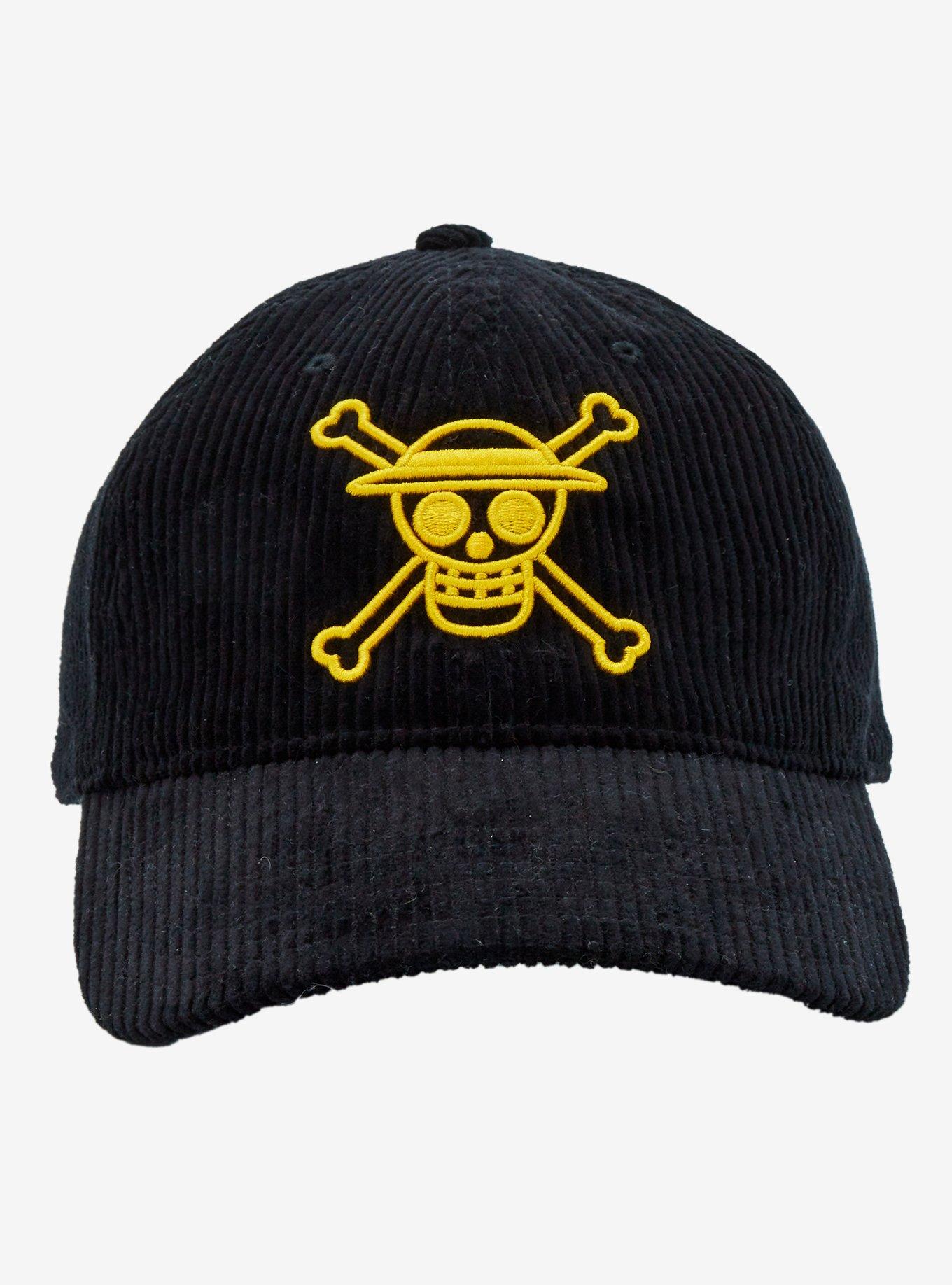 One Piece Straw Hat Crew Jolly Roger Corduroy Ball Cap - BoxLunch Exclusive, , hi-res