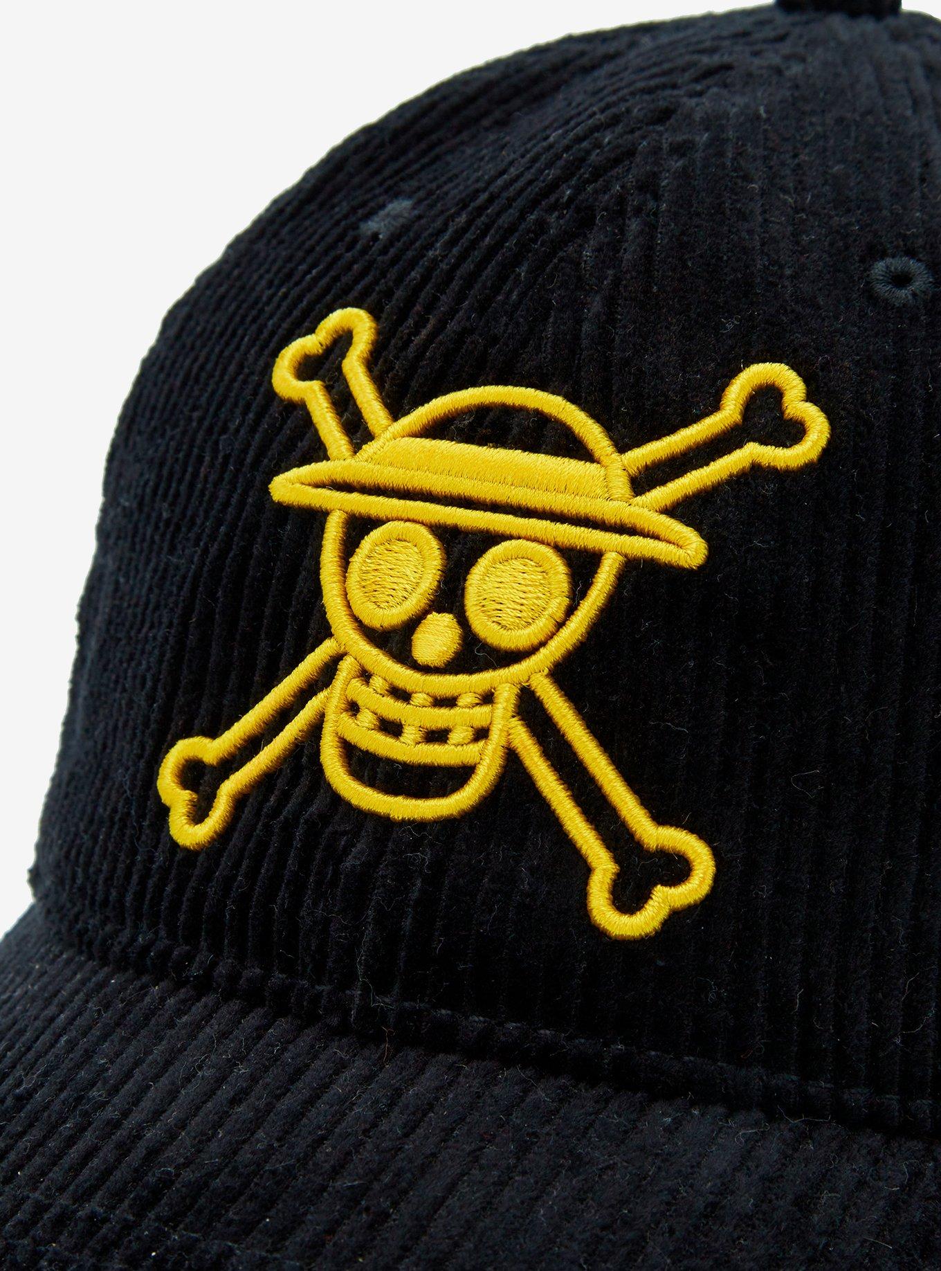 One Piece Straw Hat Crew Jolly Roger Corduroy Ball Cap - BoxLunch Exclusive, , alternate