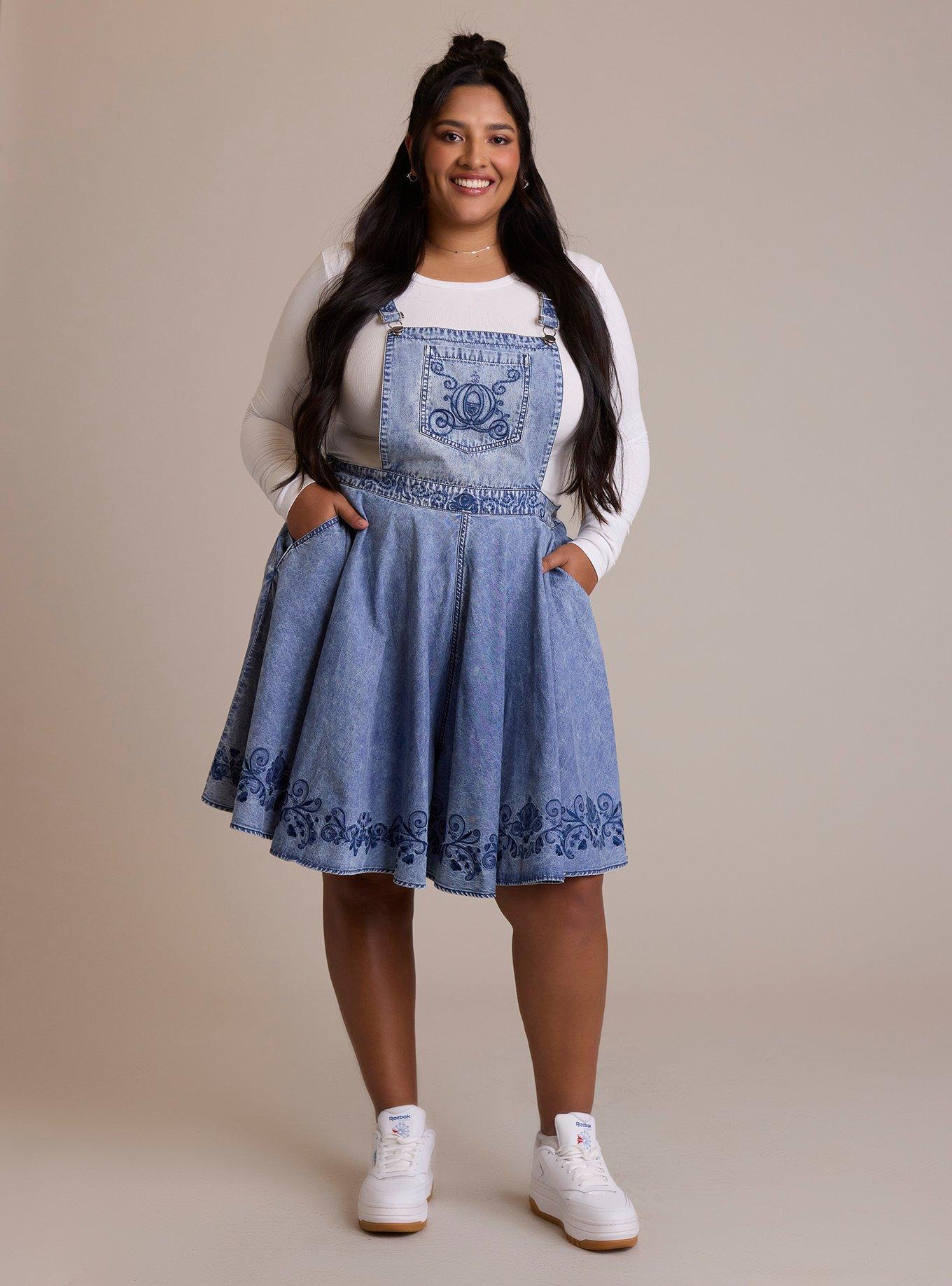 Her Universe Disney Cinderella Flared Denim Shortalls Plus Size Her Universe Exclusive, , hi-res