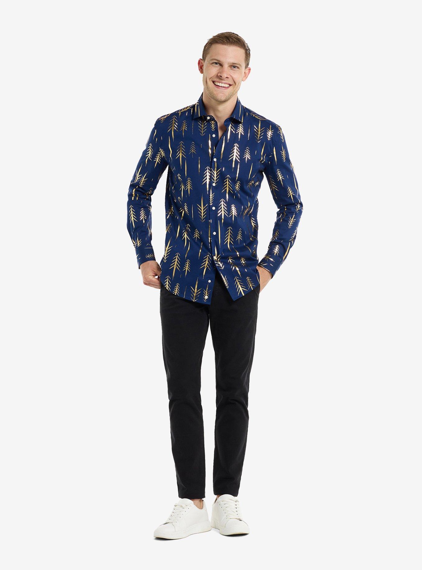 Teriffic Trees Long Sleeve Button-Up Shirt, BLUE, alternate