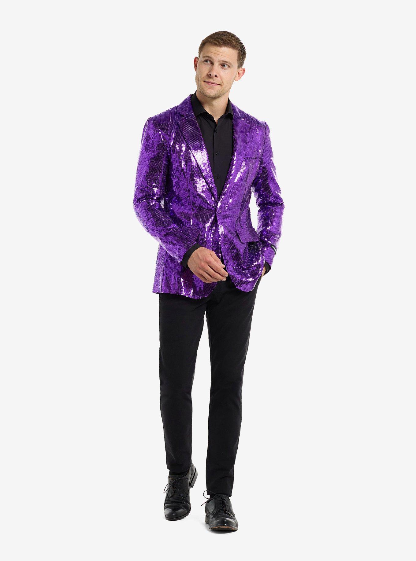 Sequins Purple Blazer, PURPLE, alternate