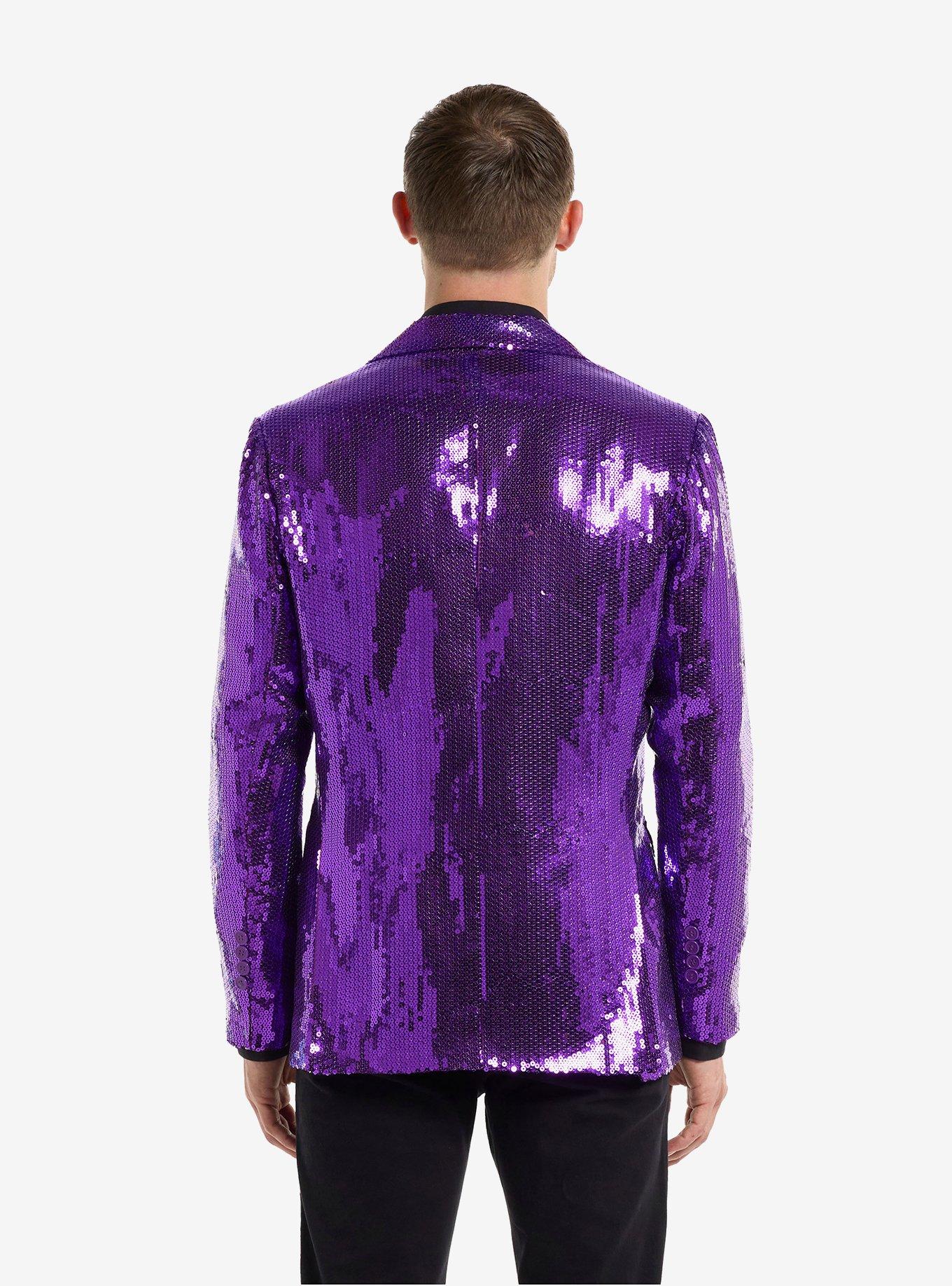 Sequins Purple Blazer, PURPLE, alternate