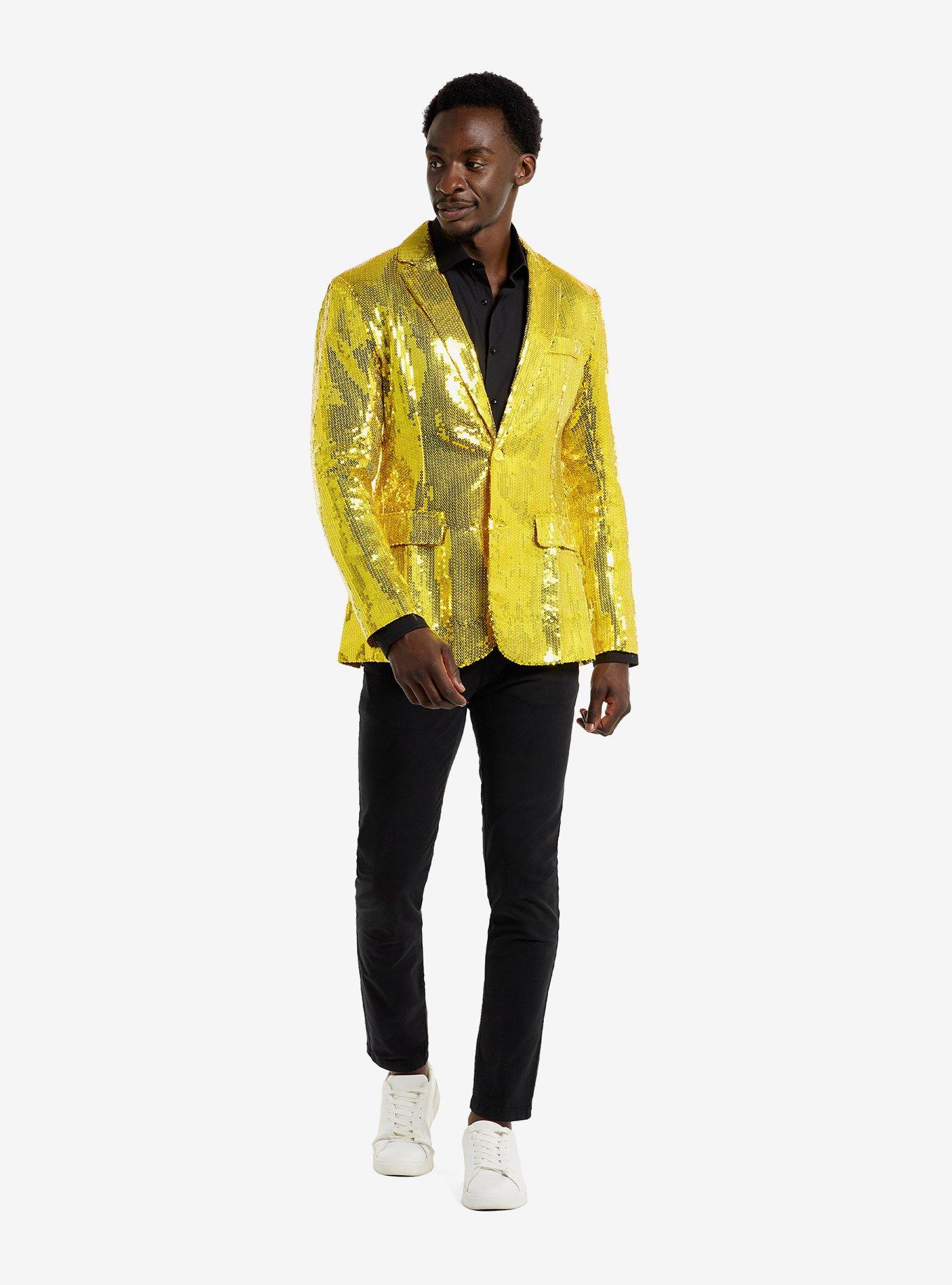 Sequins Yellow Blazer, BRIGHT YELLOW, alternate