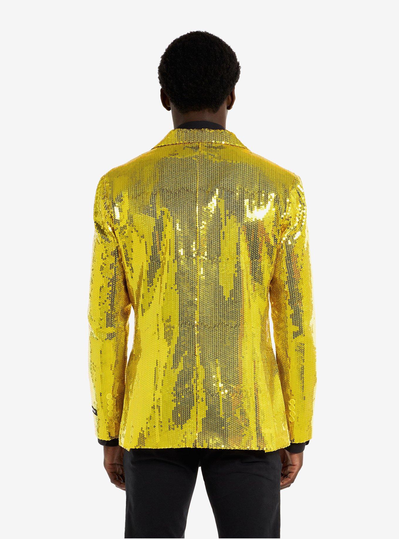 Sequins Yellow Blazer, BRIGHT YELLOW, alternate