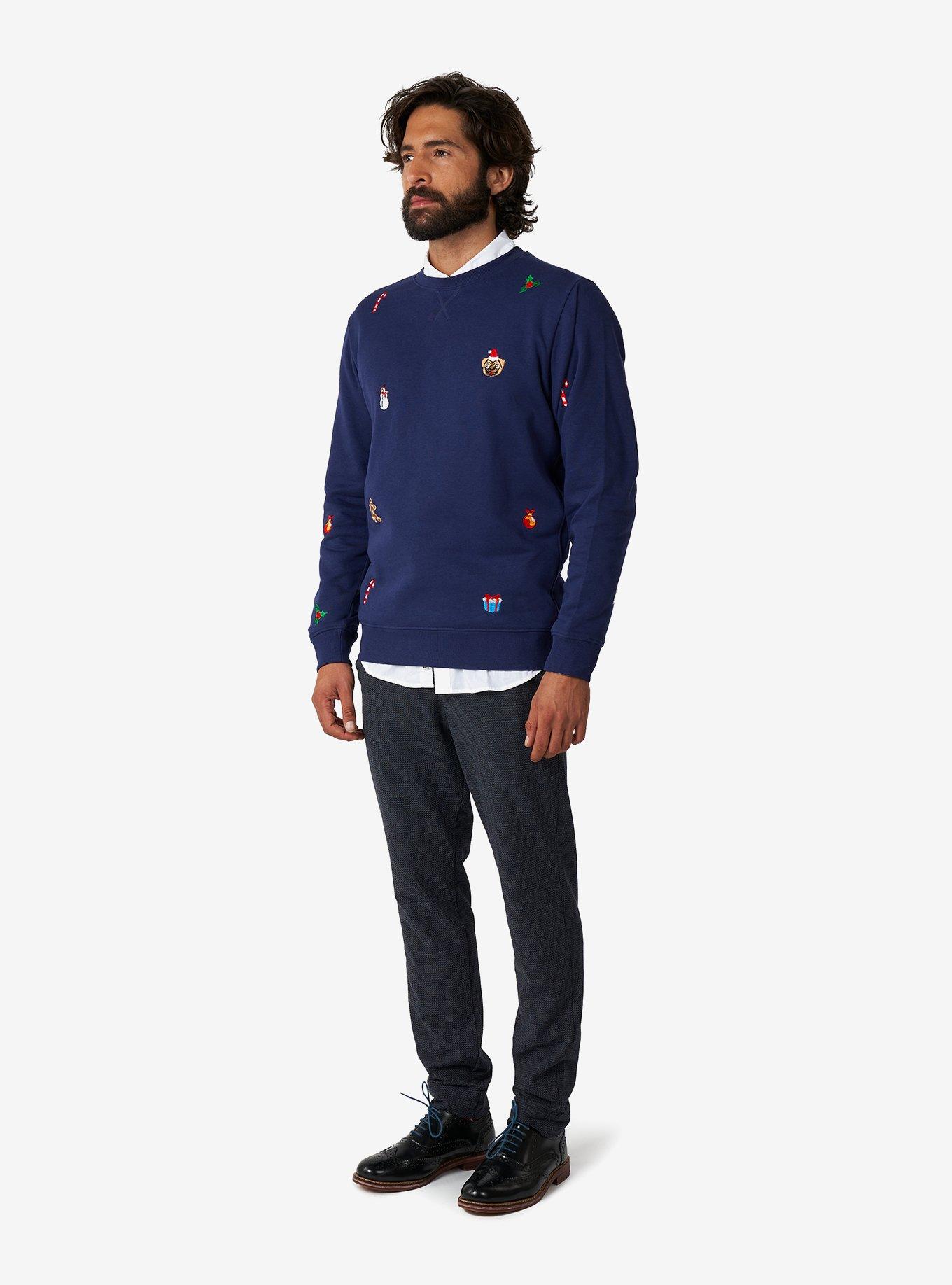 Christmas Icons Navy Sweater, , hi-res