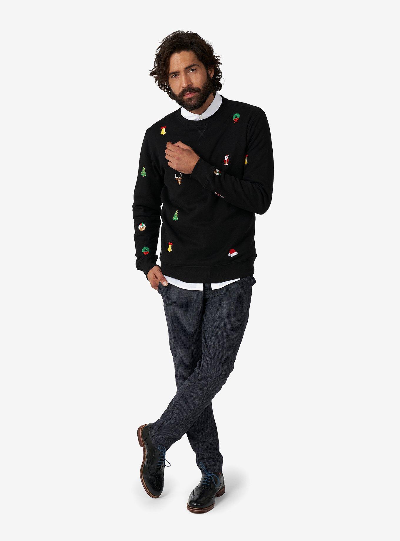 Christmas Icons Black Sweater, , hi-res