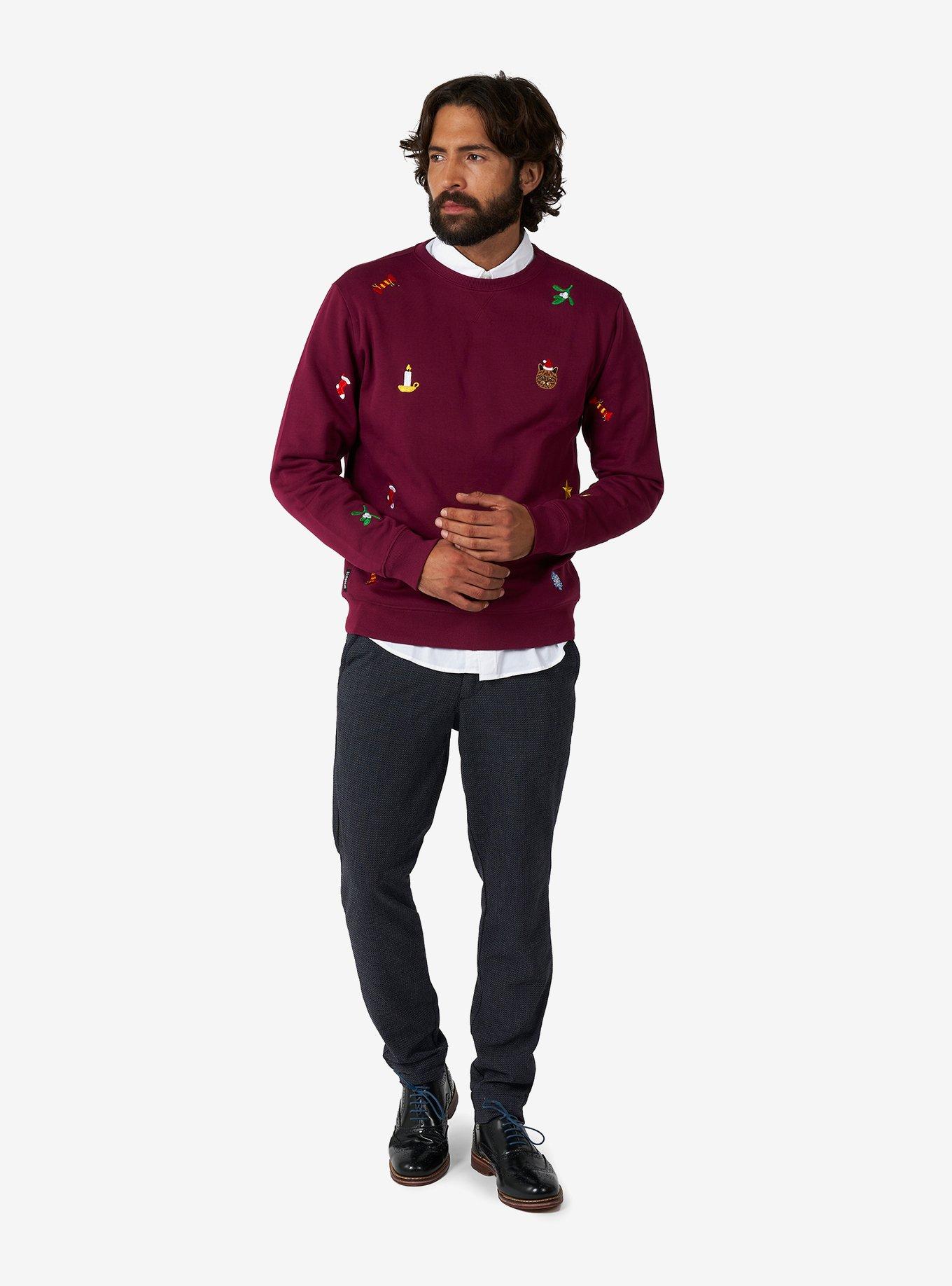 Christmas Icons Burgundy Sweater, , hi-res