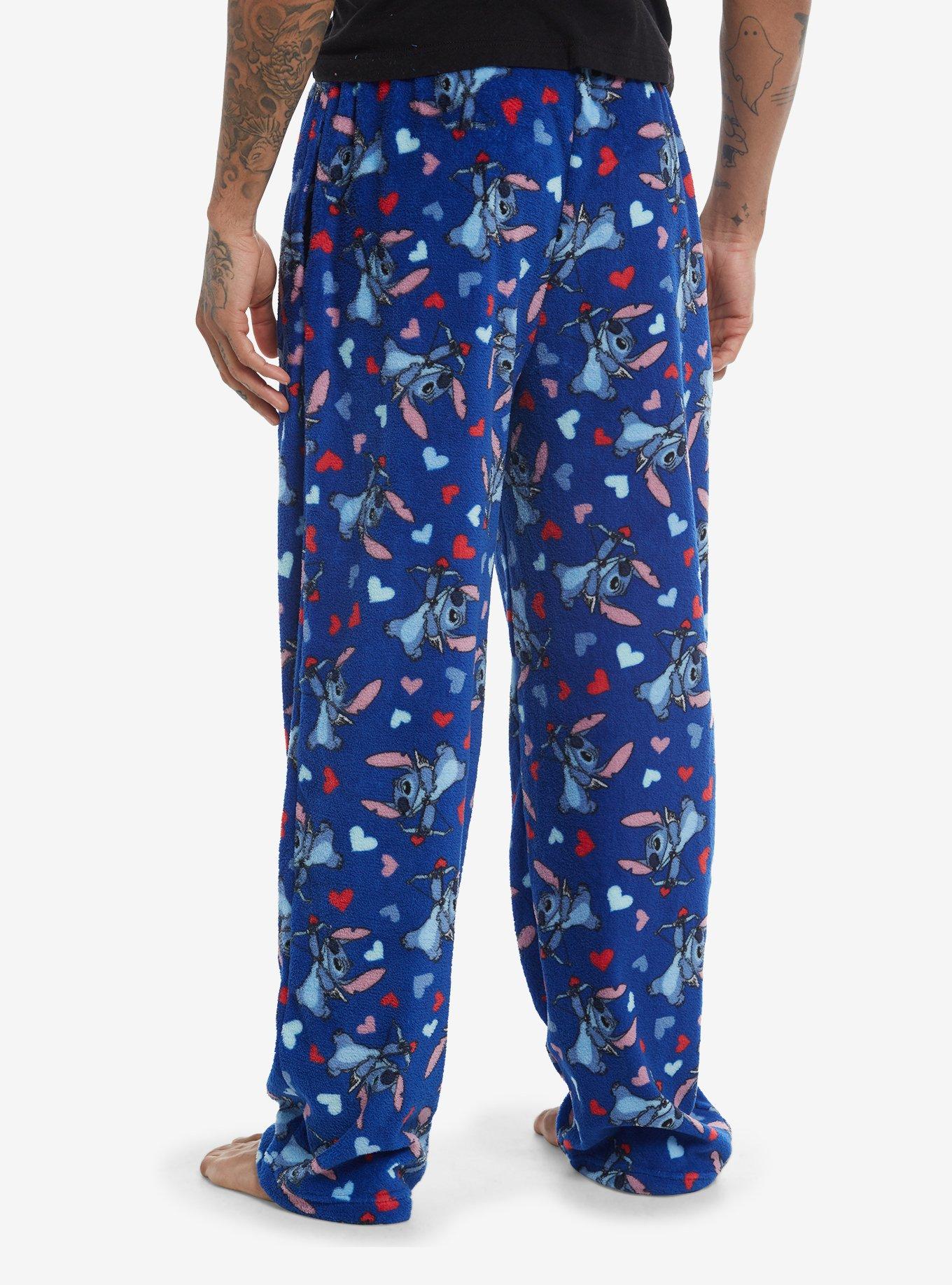 Disney Stitch Hearts Fuzzy Pajama Pants, , hi-res