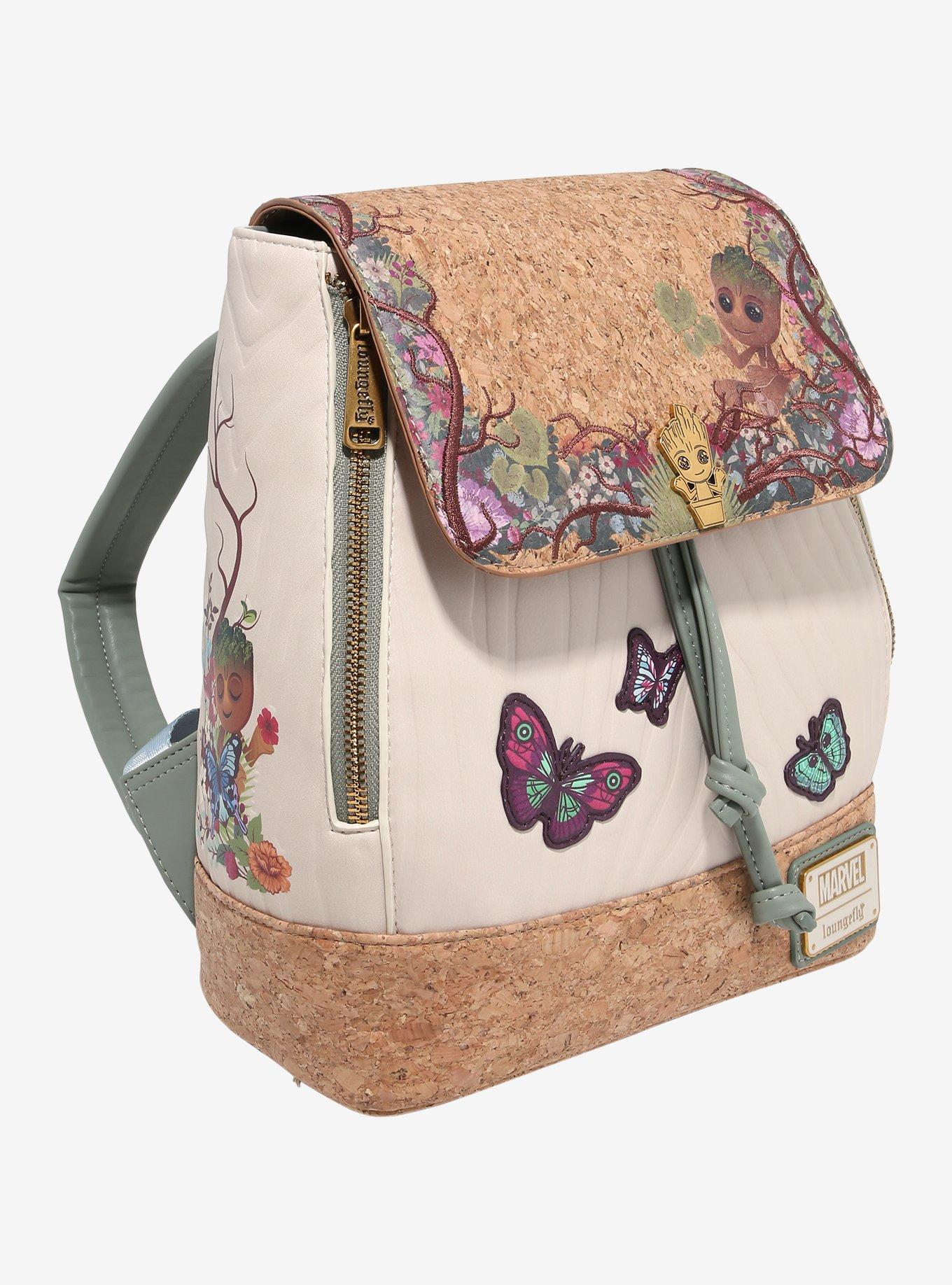 Loungefly Marvel Guardians of the Galaxy Floral Groot Cork Mini Backpack, , alternate