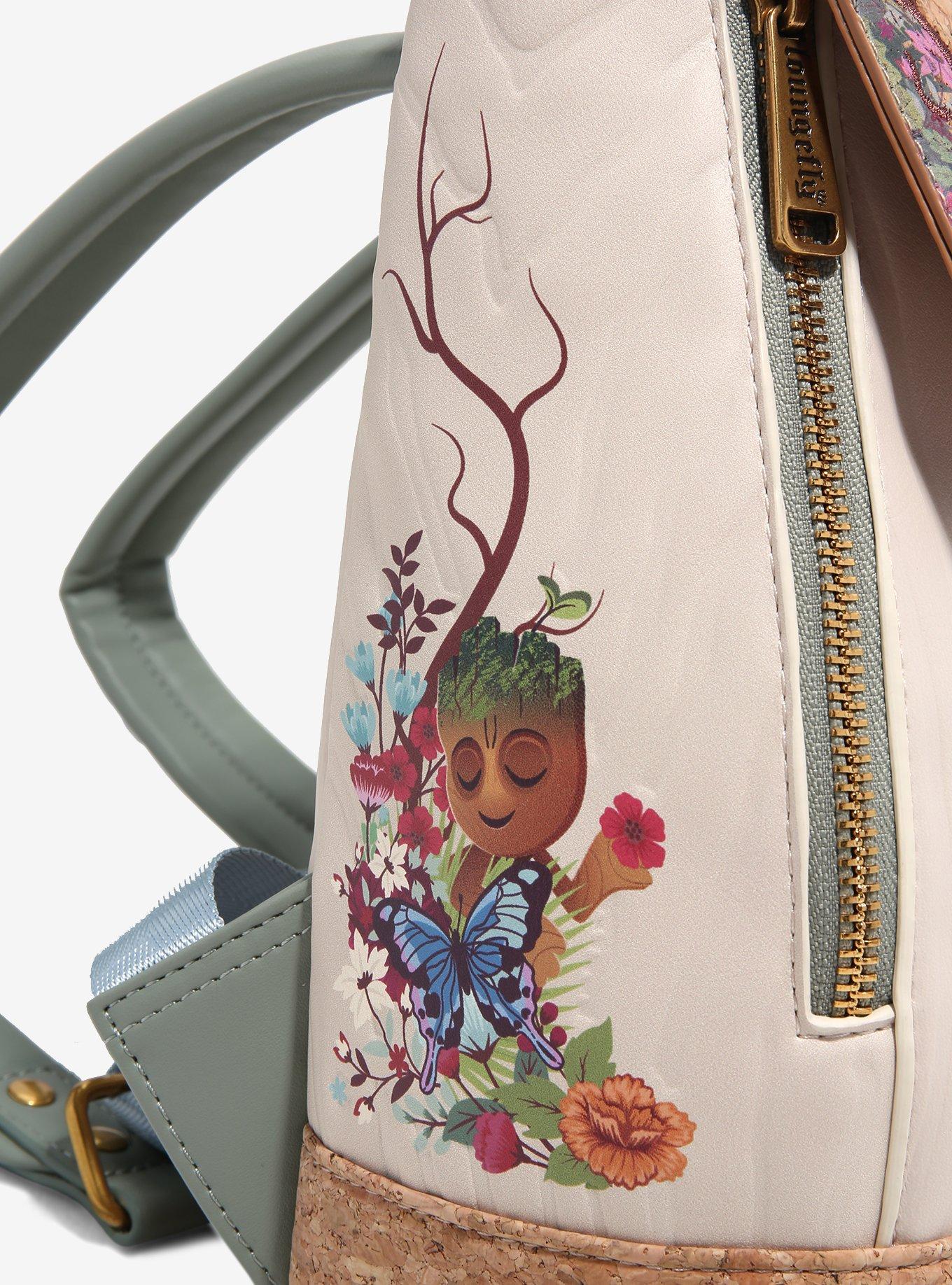Loungefly Marvel Guardians of the Galaxy Floral Groot Cork Mini Backpack, , alternate
