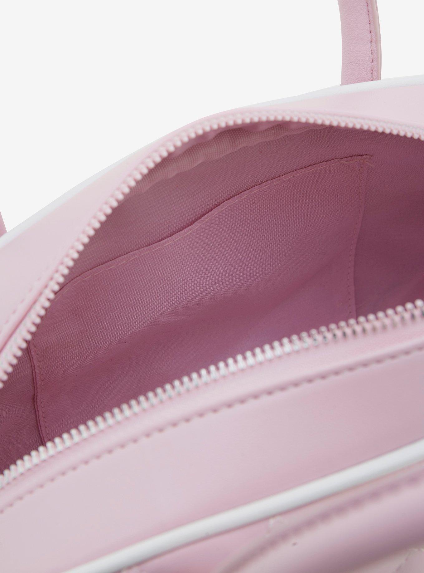 Pink Quilted Heart Bow Bowler Handbag, , alternate