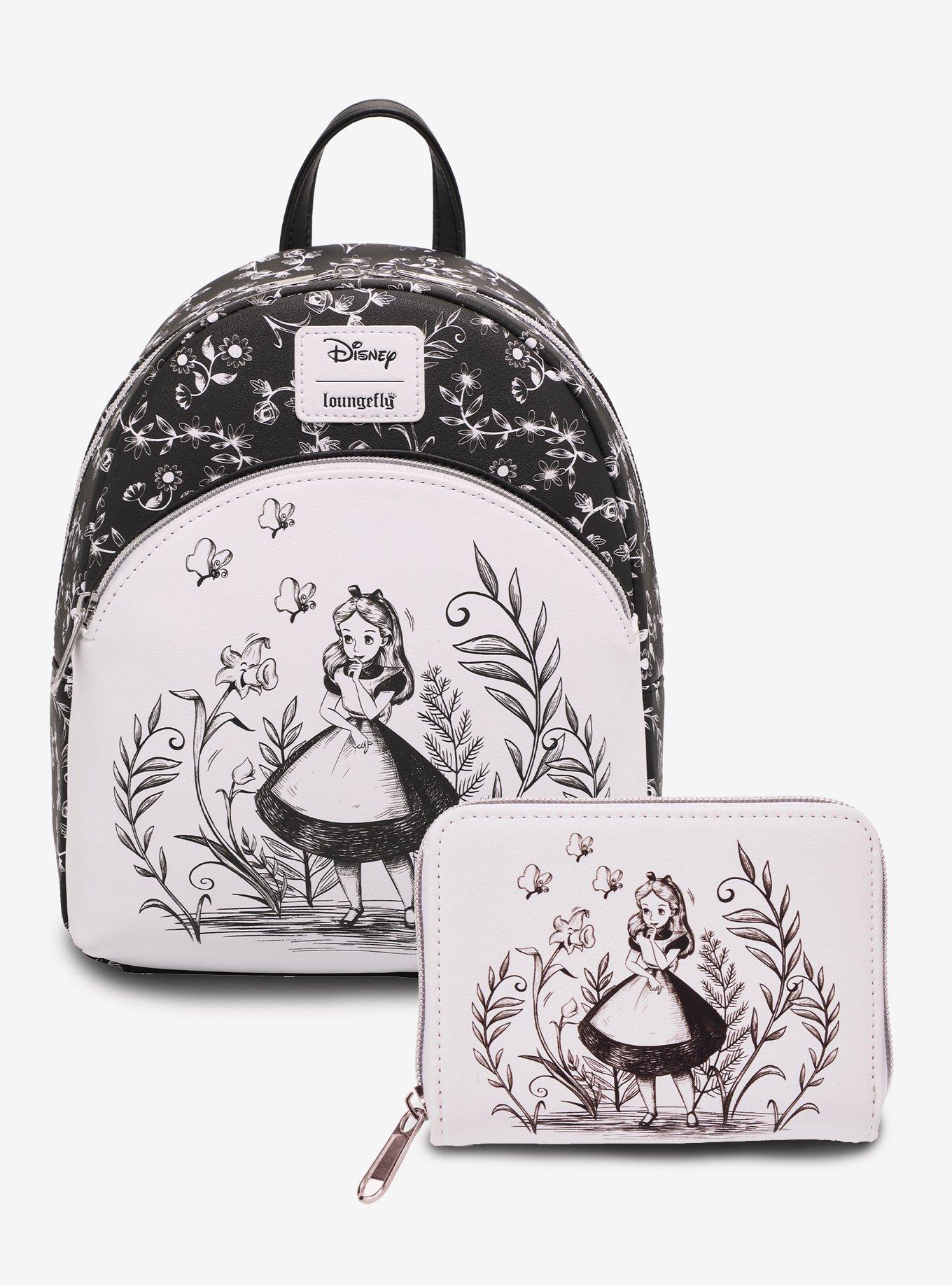 Loungefly Disney Alice In Wonderland Black & White Mini Backpack, , alternate