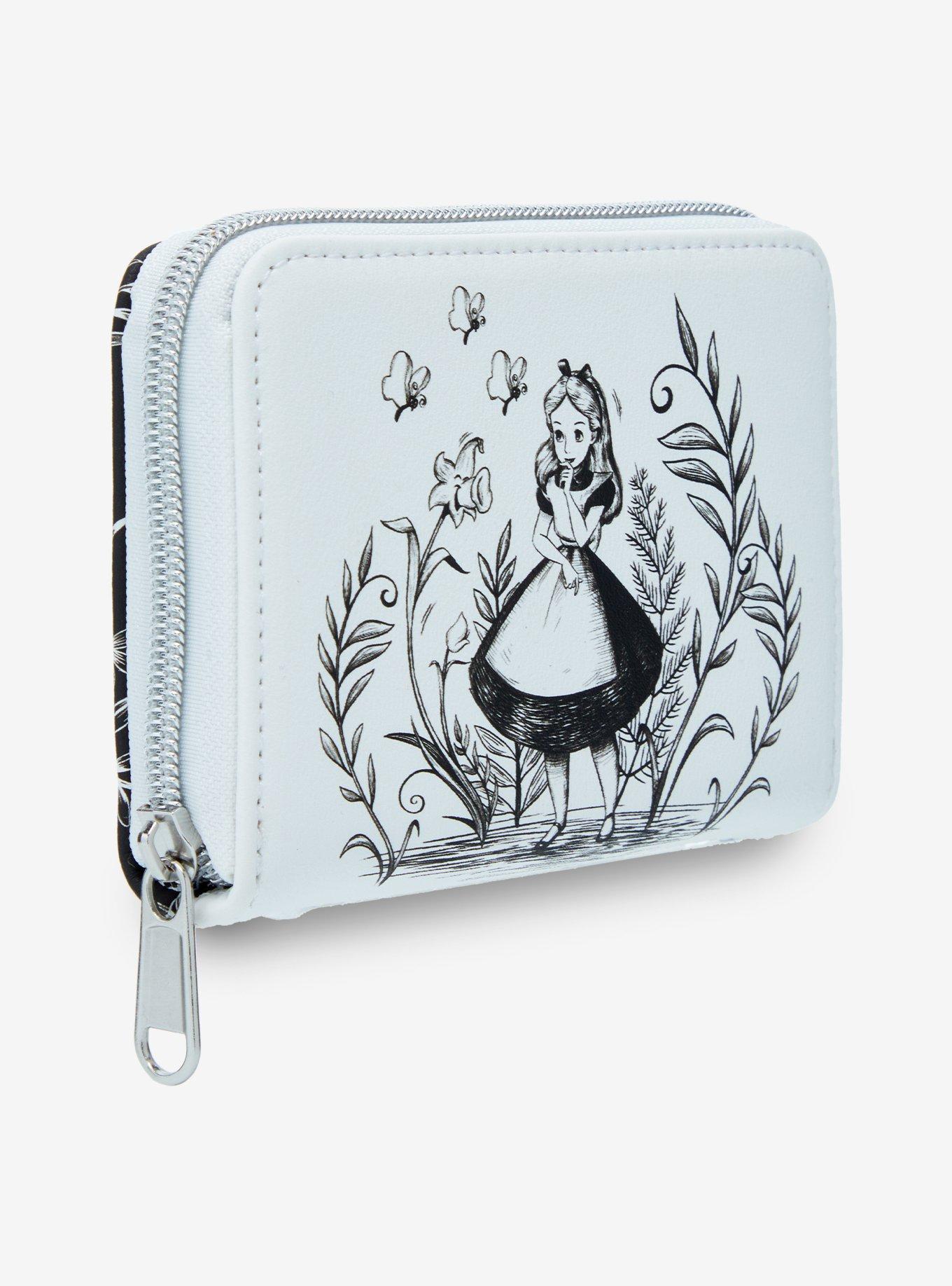 Loungefly Disney Alice In Wonderland Black & White Mini Zipper Wallet, , hi-res