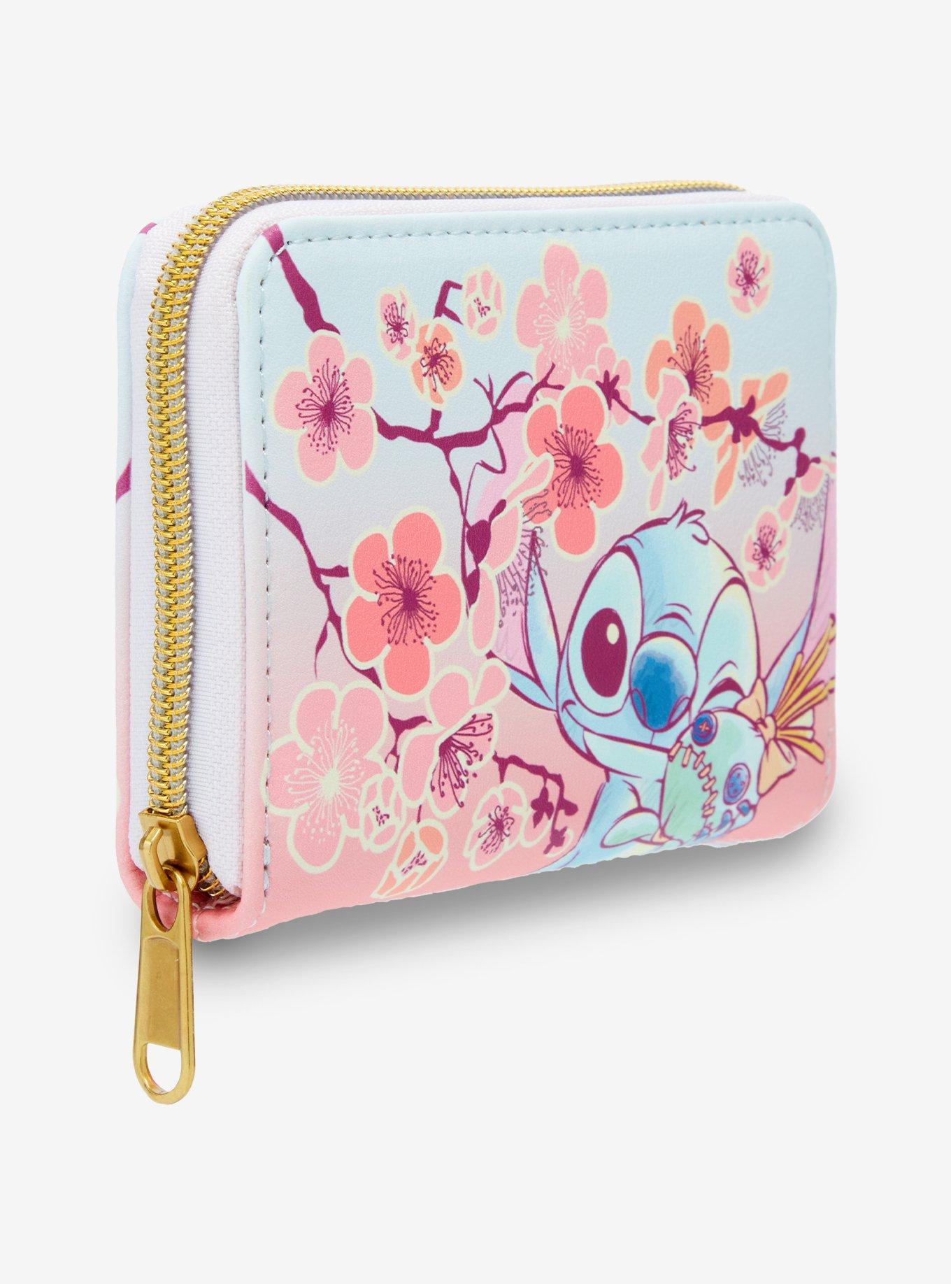 Loungefly Disney Stitch & Scrump Cherry Blossoms Mini Zipper Wallet, , hi-res