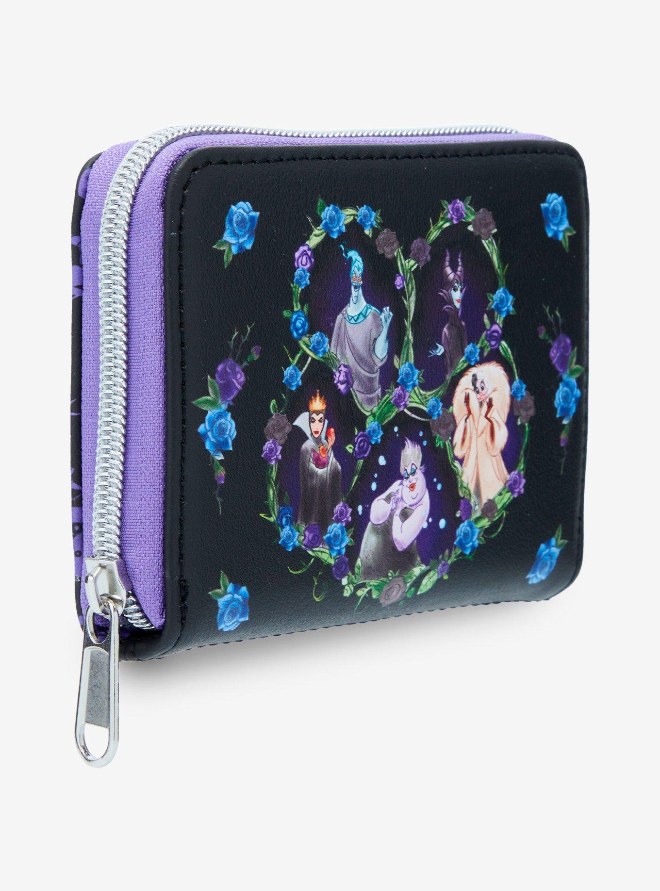 Loungefly Disney Villains Floral Icons Mini Zipper Wallet, , hi-res