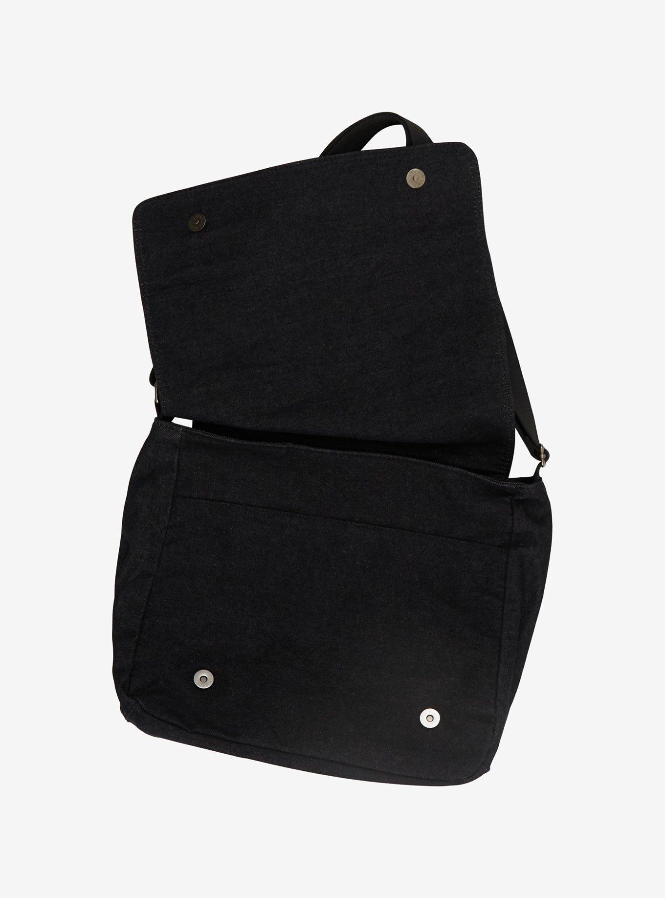 Heart & Wings Black Messenger Bag, , alternate