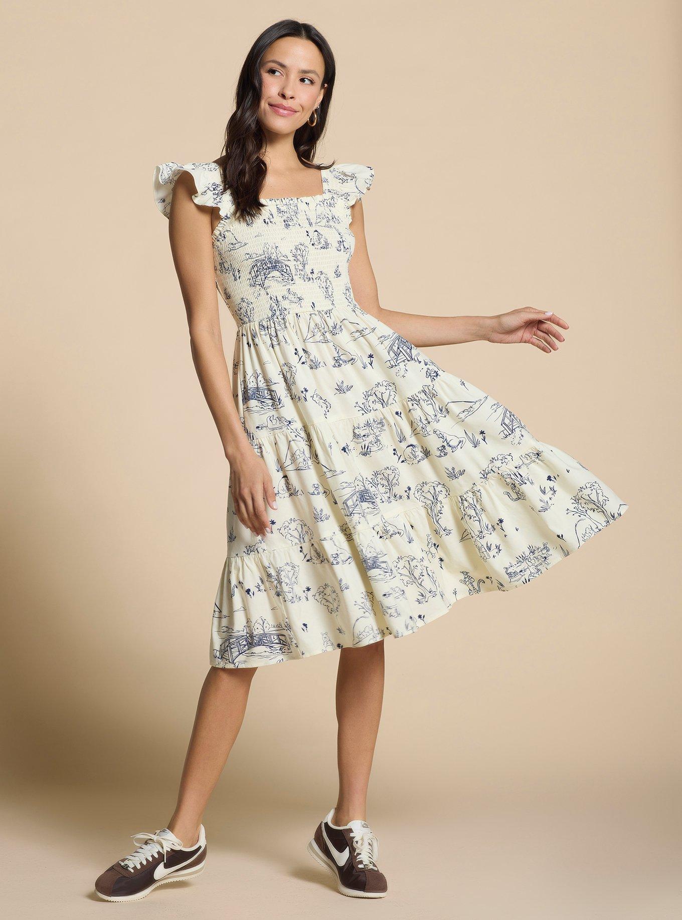 Disney Winnie the Pooh Hundred Acre Wood Smock Midi Dress, MULTI, alternate