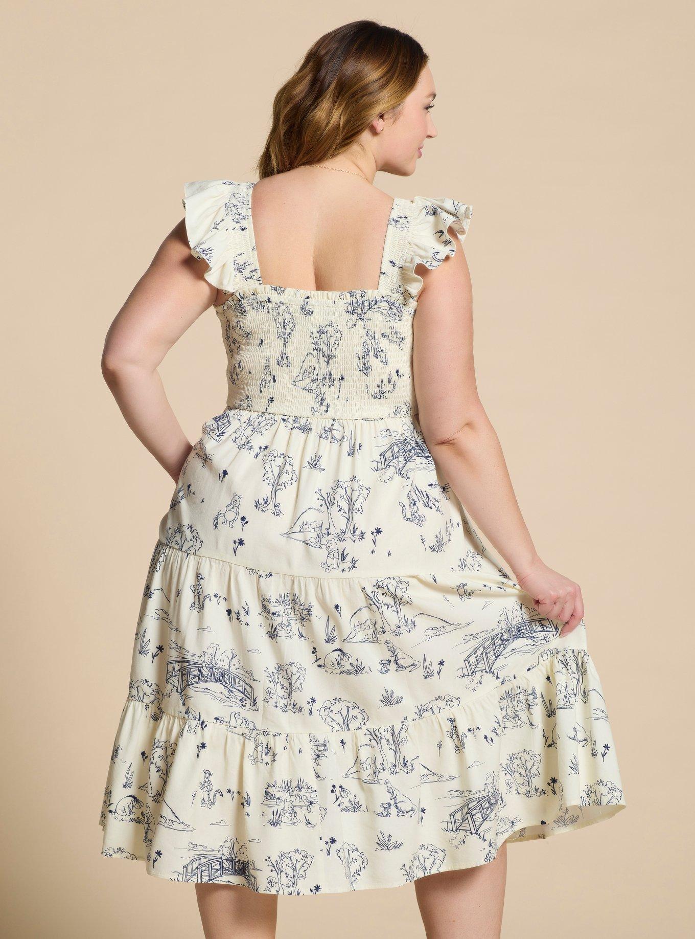 Disney Winnie the Pooh Hundred Acre Wood Smock Plus Size Midi Dress — BoxLunch Exclusive, MULTI, alternate