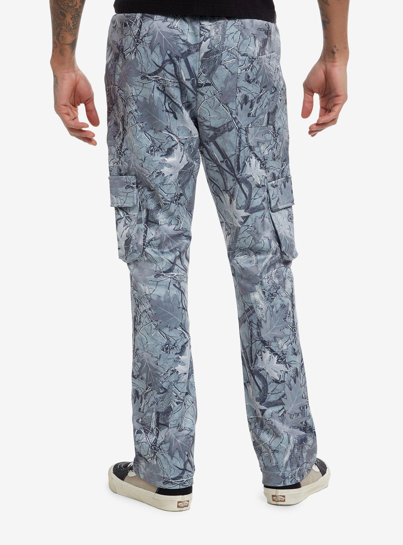 Grey Tree & Leaf Cargo Pants, BLACK, alternate