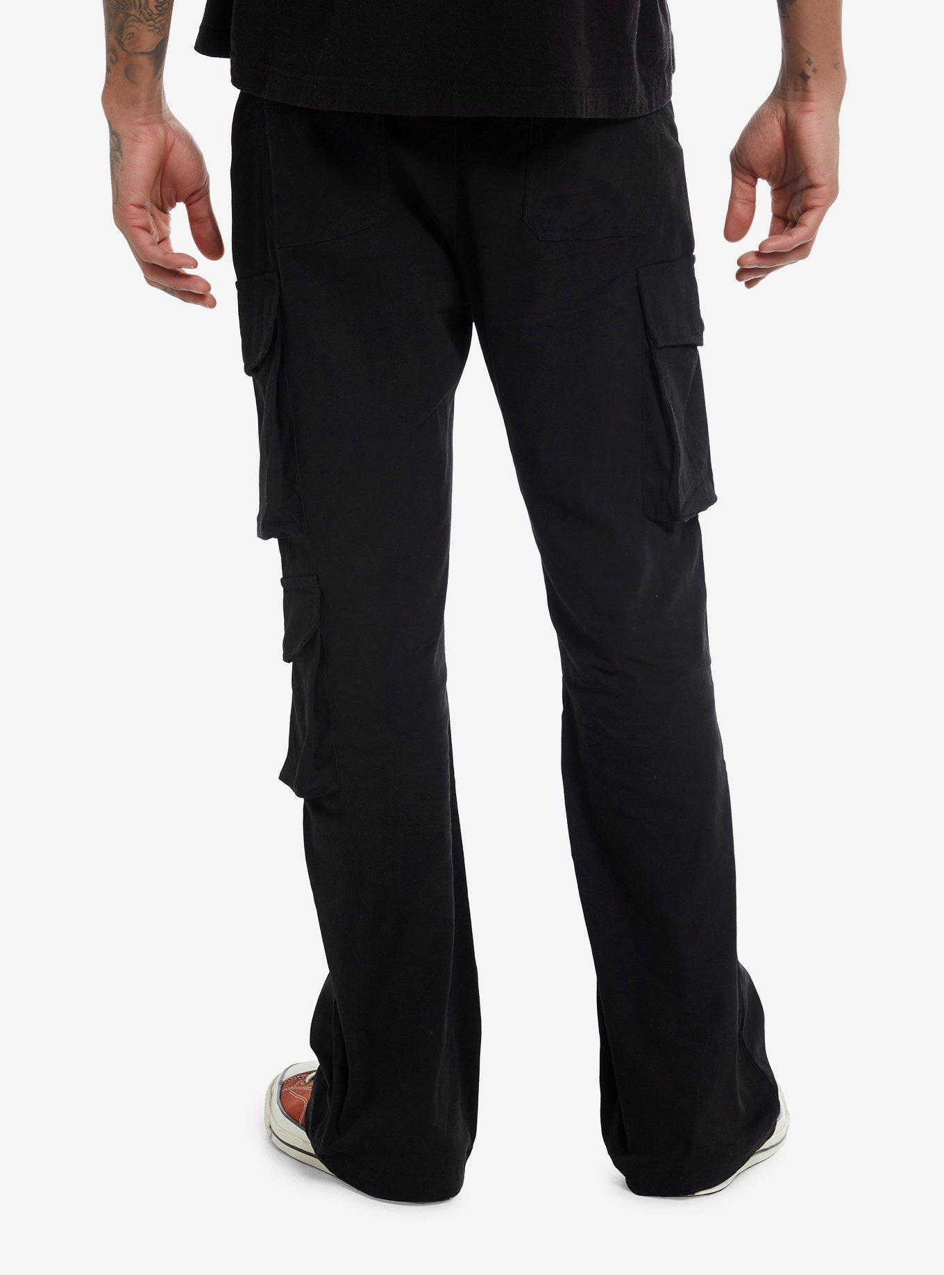 Black Snap Pocket Cargo Pants, BLACK, alternate