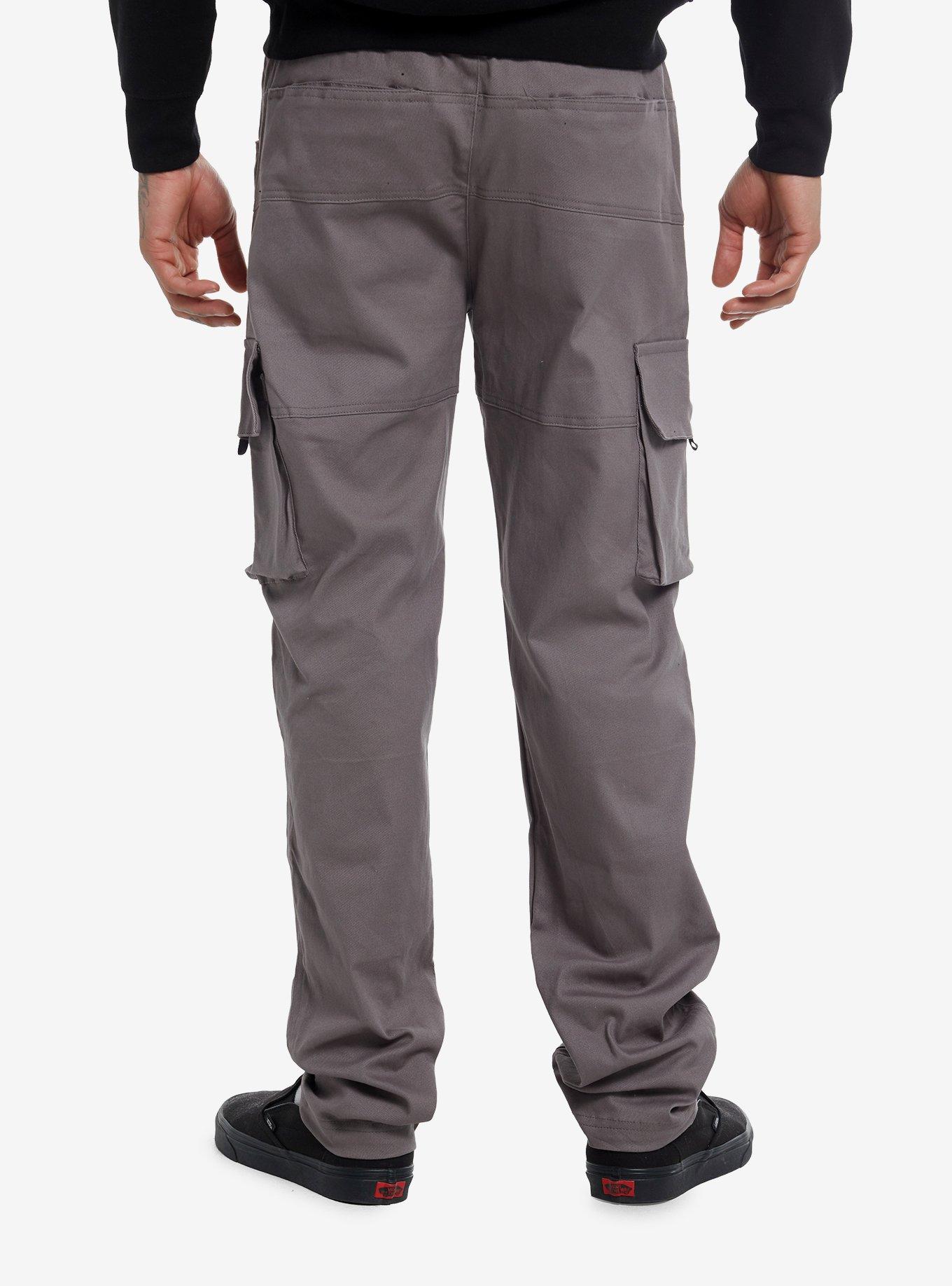 Grey Zipper Flare Cargo Pants, GREY, alternate