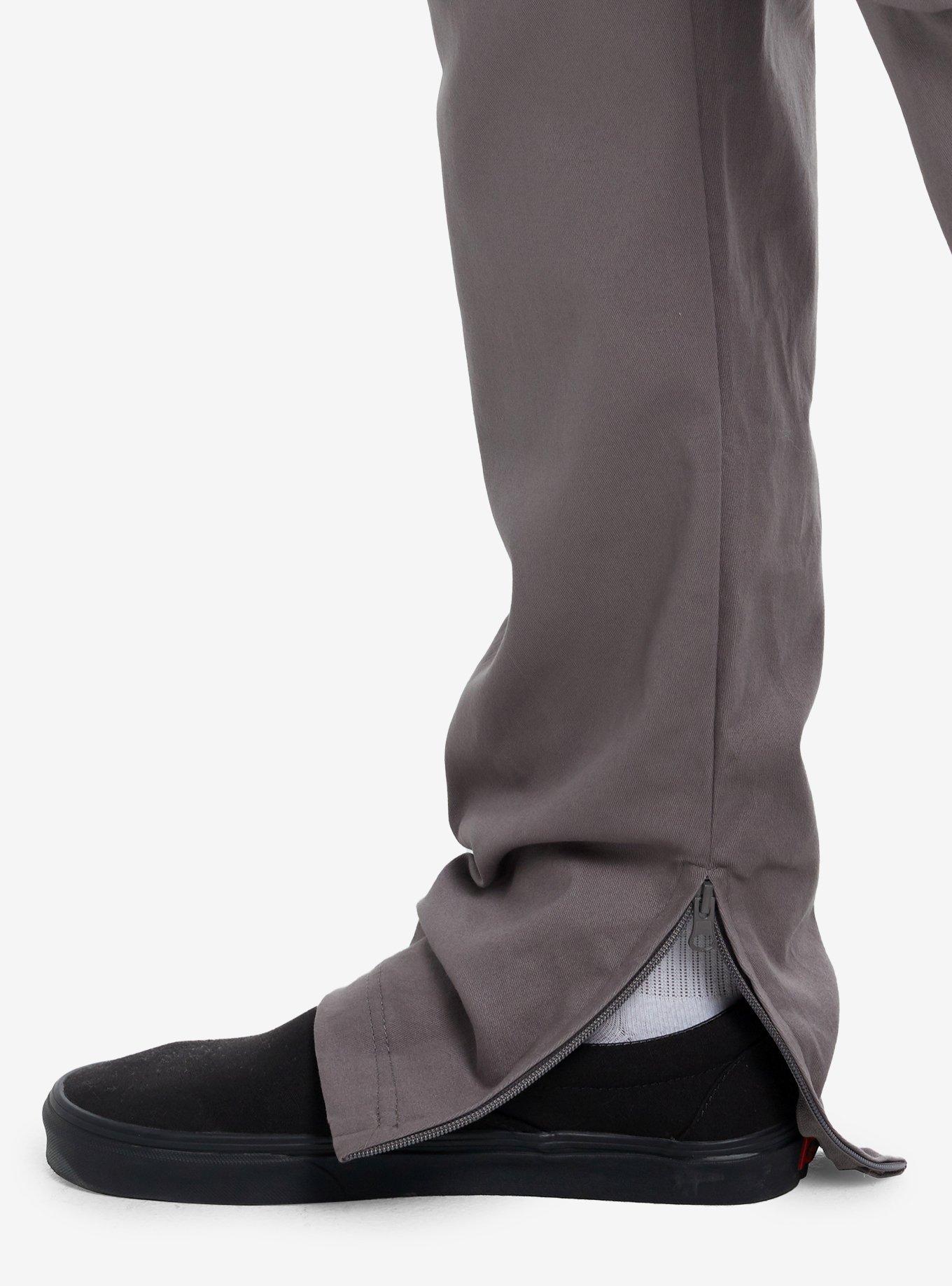 Grey Zipper Flare Cargo Pants, GREY, alternate