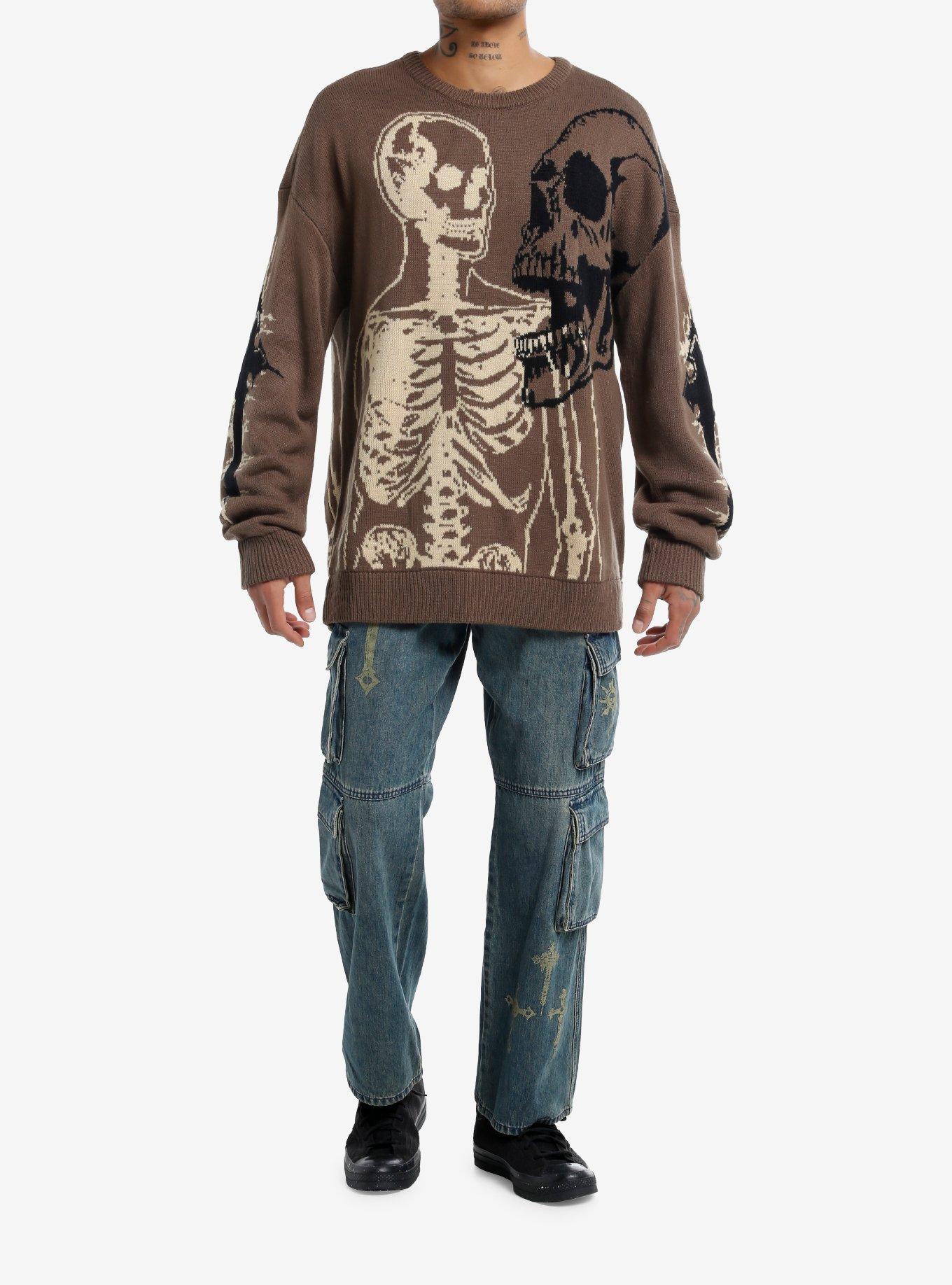 Social Collision Skeleton Cross Sweater, , hi-res