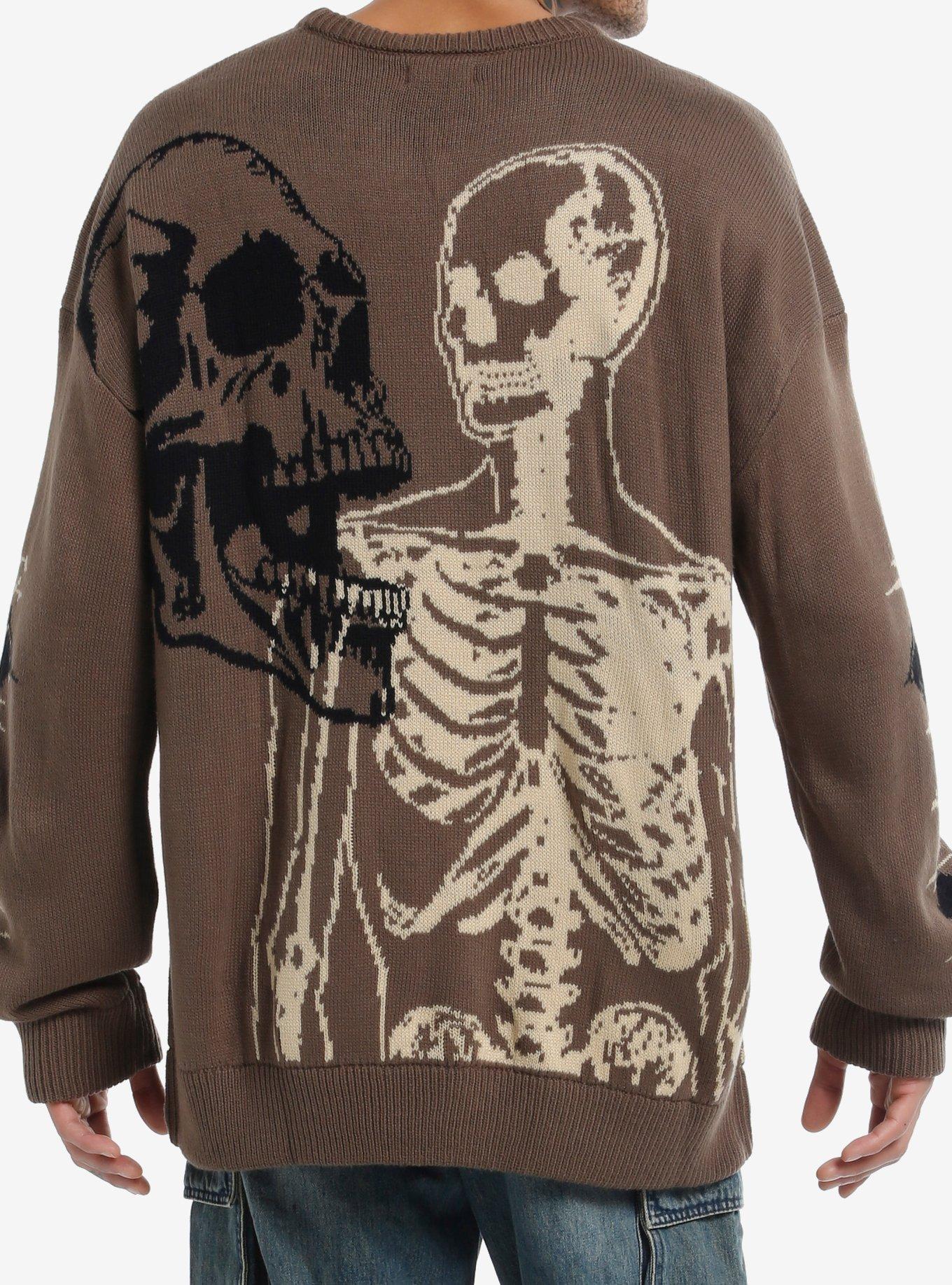 Social Collision Skeleton Cross Sweater, BLACK, alternate