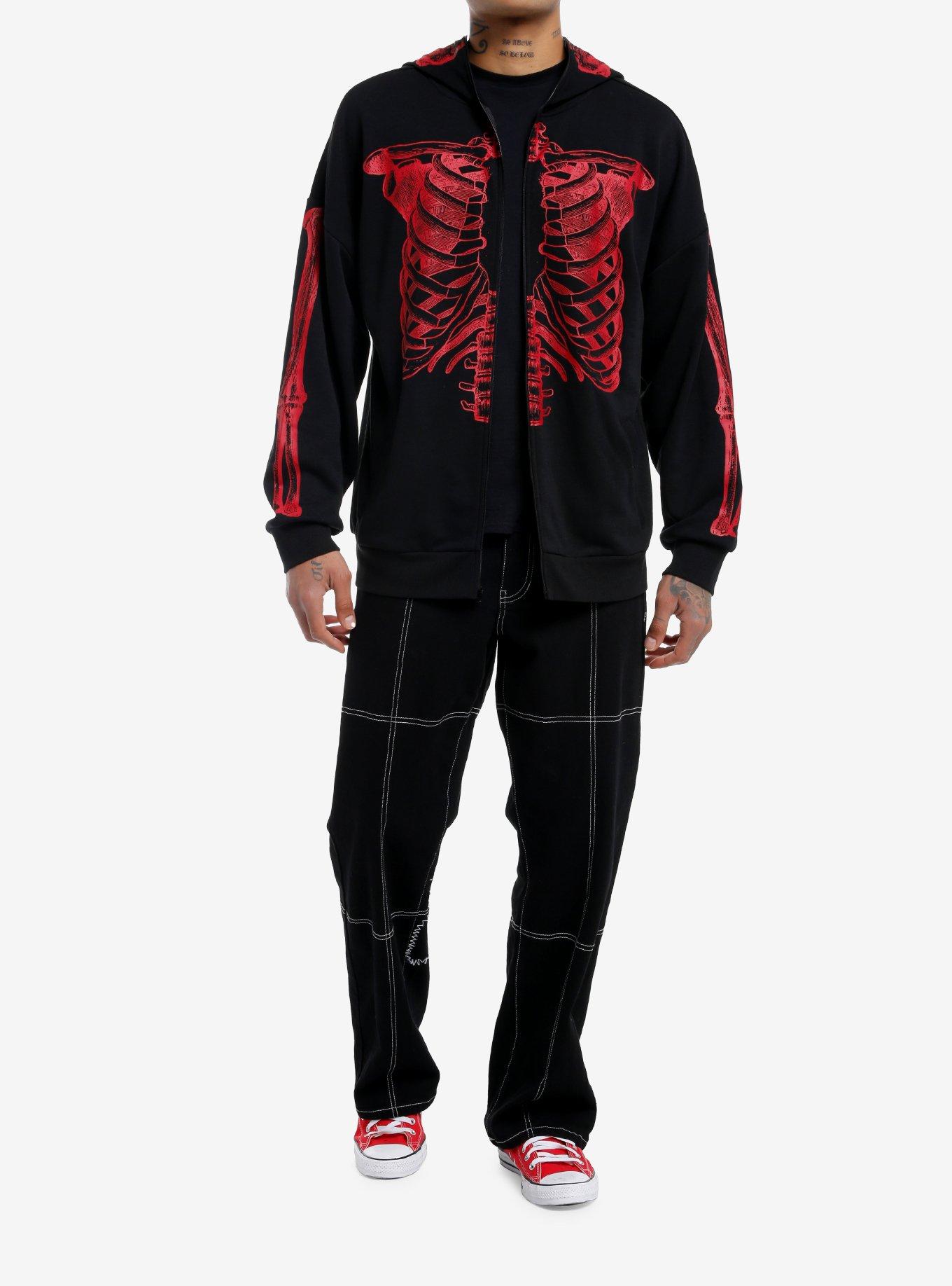 Black & Red Skeleton Hoodie, , hi-res