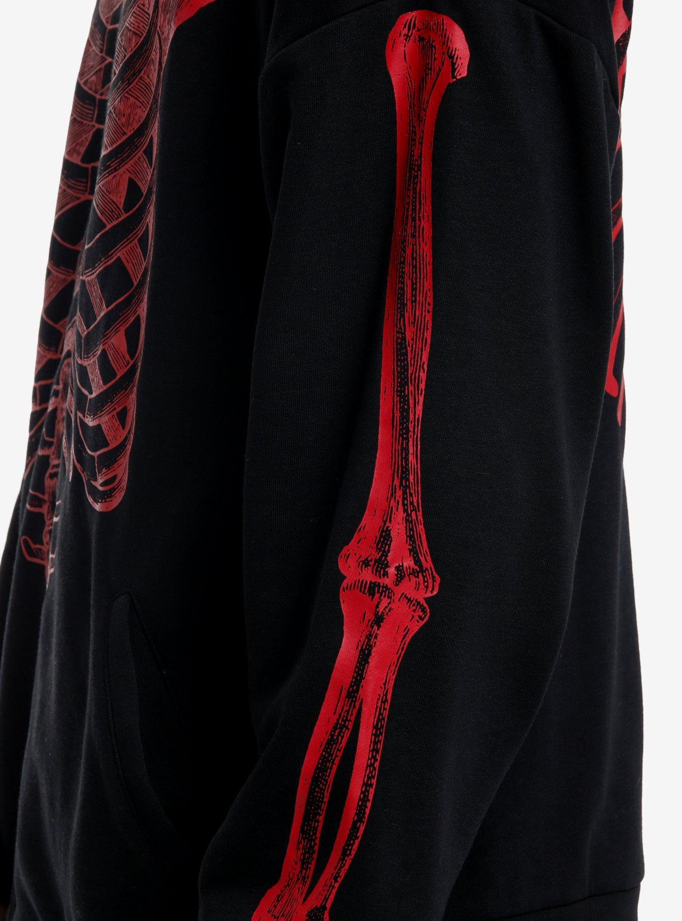 Black & Red Skeleton Hoodie, RED, alternate