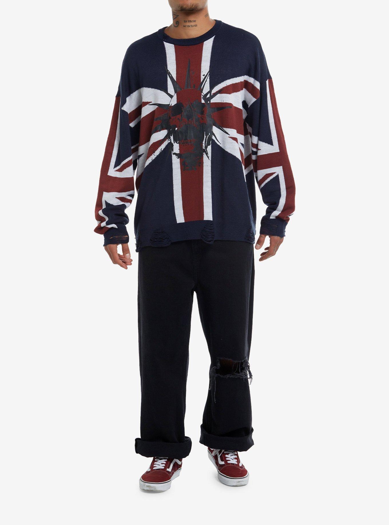 Union Jack Punk Skull Sweater, , hi-res