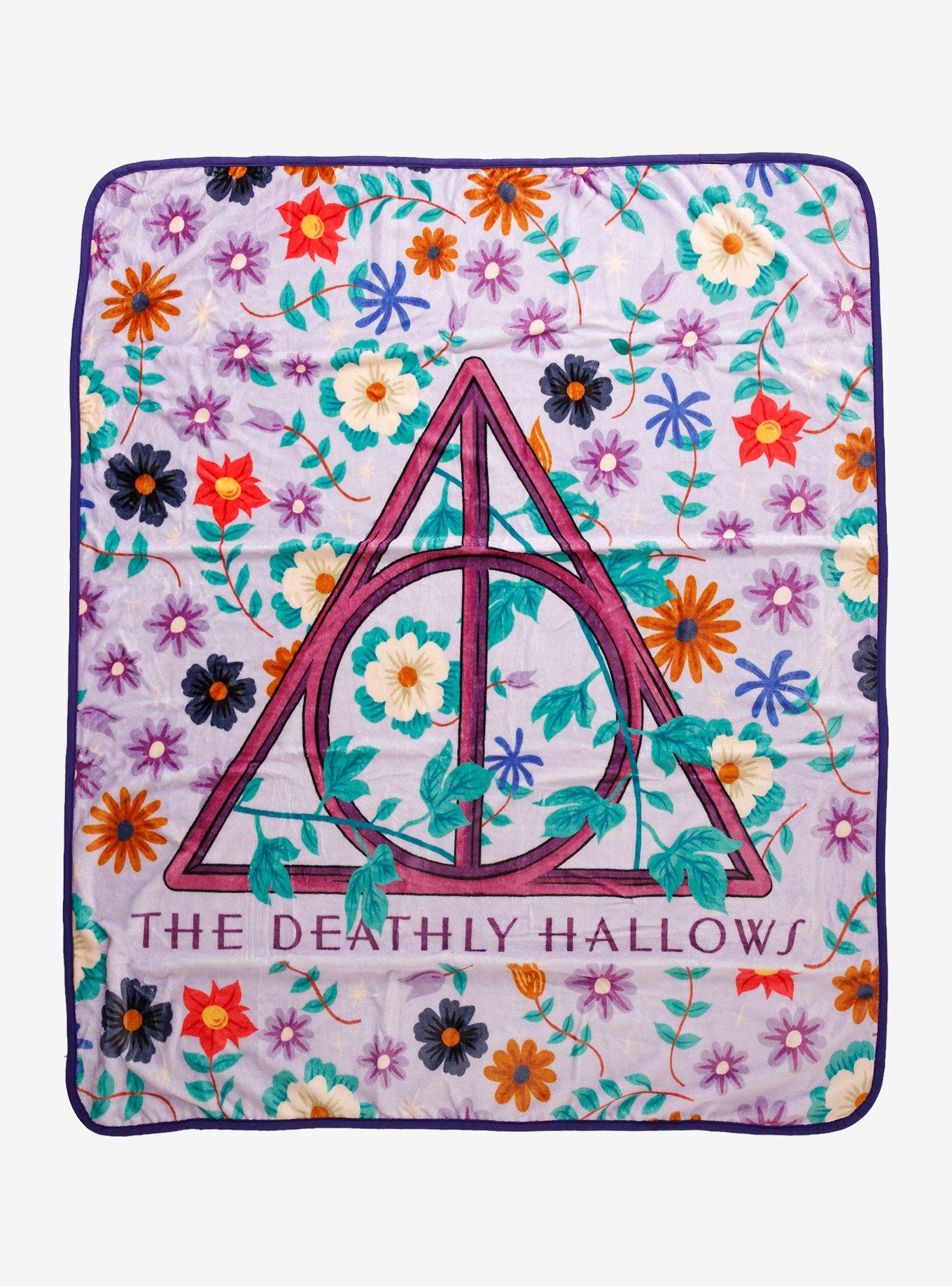 Harry Potter Deathly Hallows Floral Throw — BoxLunch Exclusive, , hi-res
