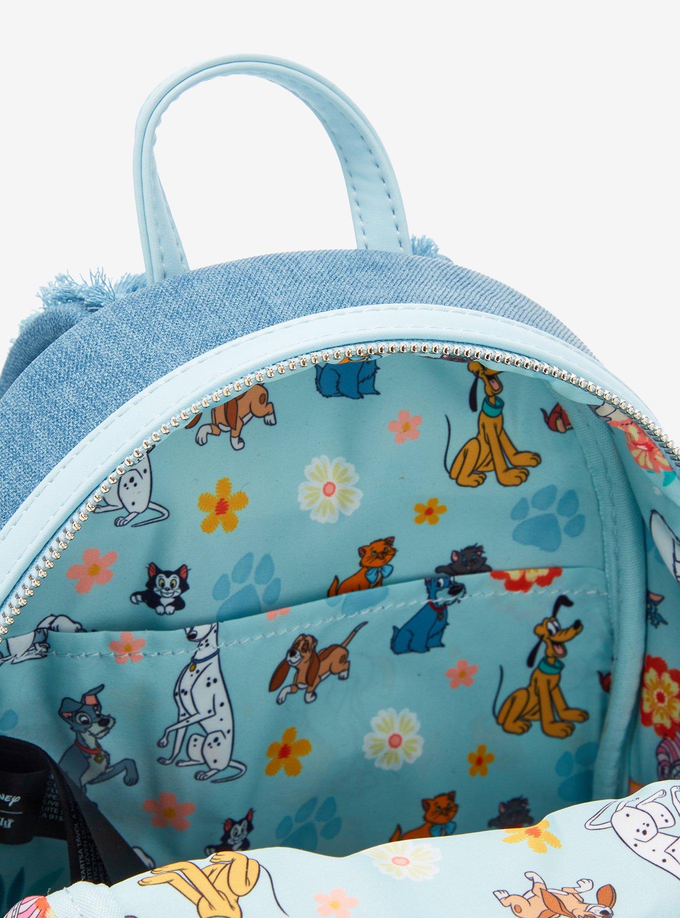 Loungefly Disney Cats & Dogs Floral Denim Mini Backpack, , alternate
