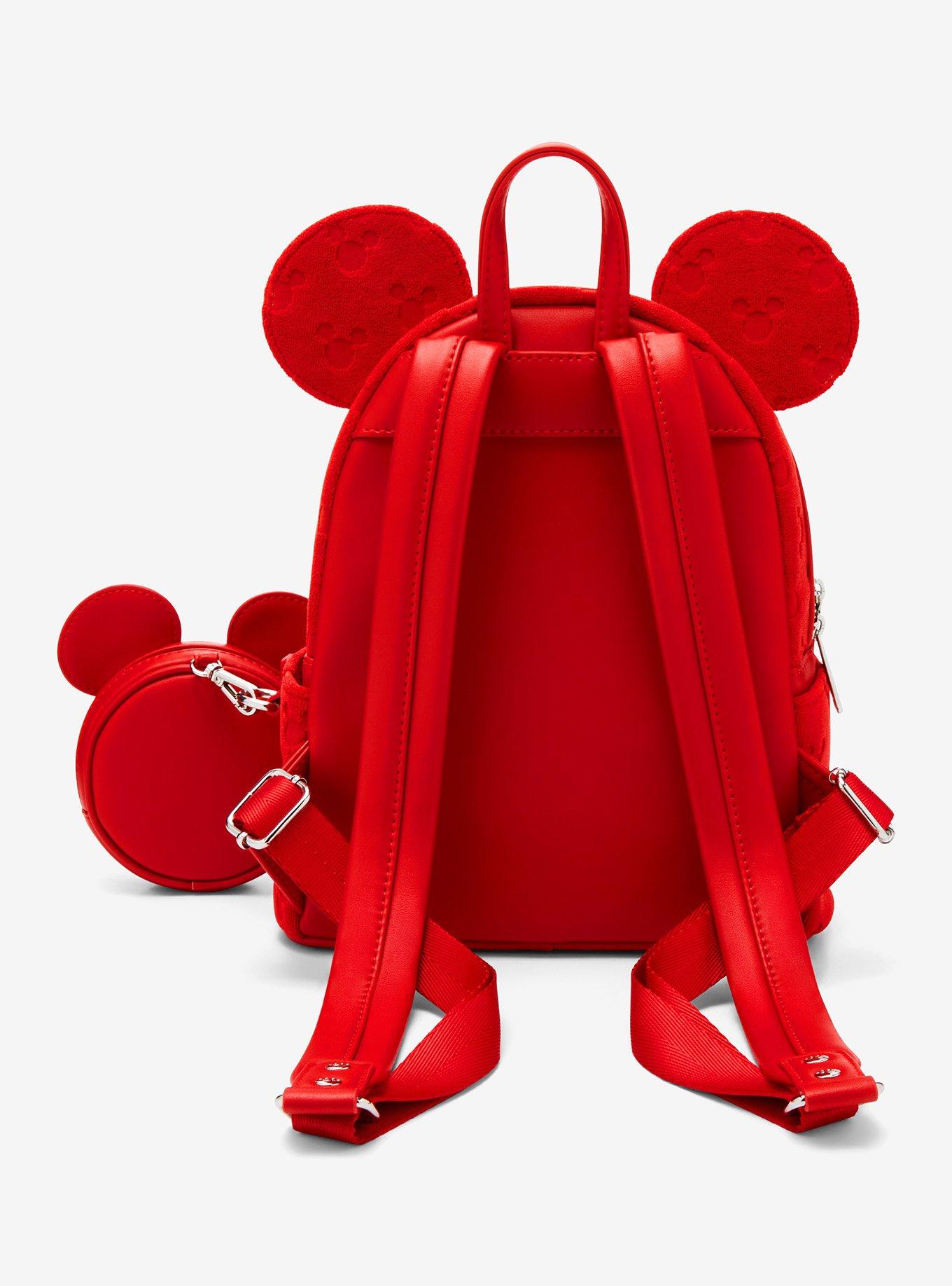 Loungefly Disney Mickey Mouse Red Tonal Texture Mini Backpack With Coin Purse, , alternate