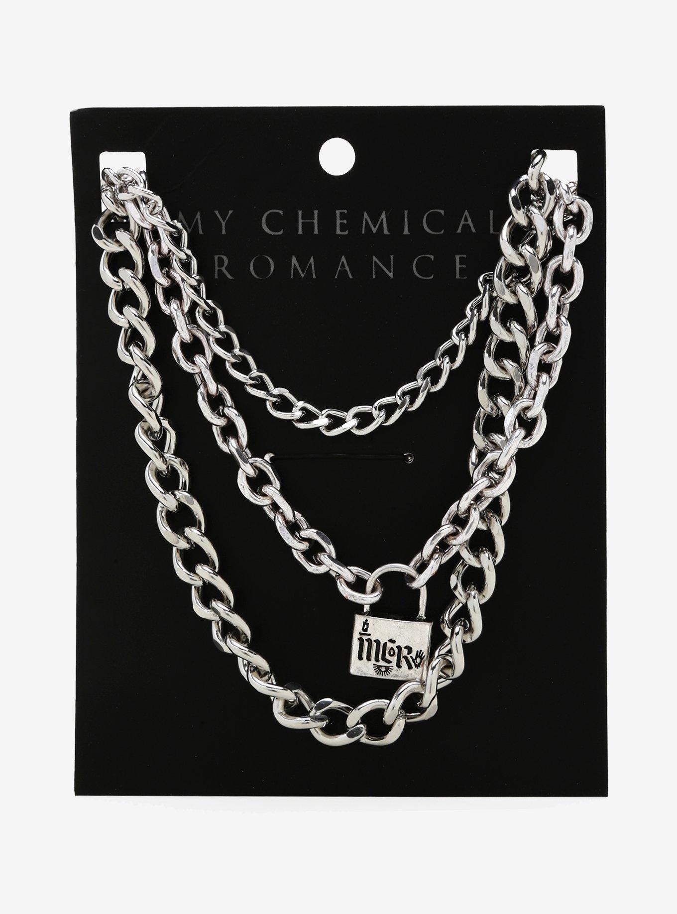 My Chemical Romance Padlock Chain Necklace Set, , alternate