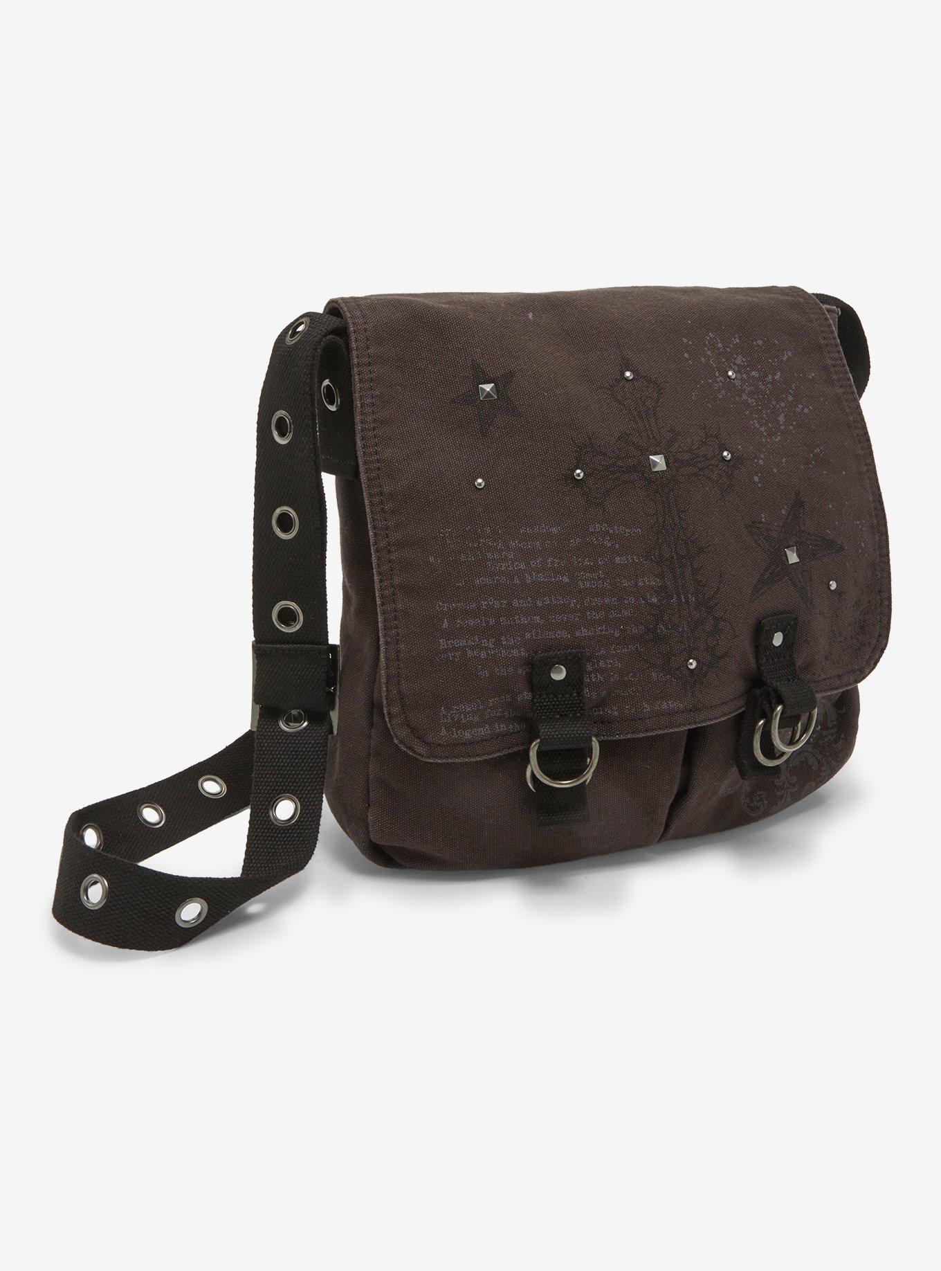 Gothic Cross & Filigree Studded Messenger Bag, , hi-res