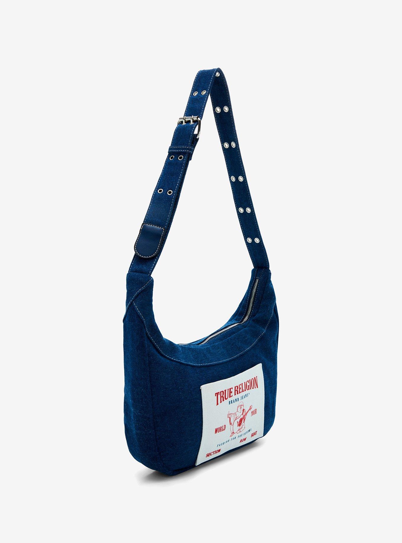 True Religion Logo Denim Hobo Bag, , hi-res
