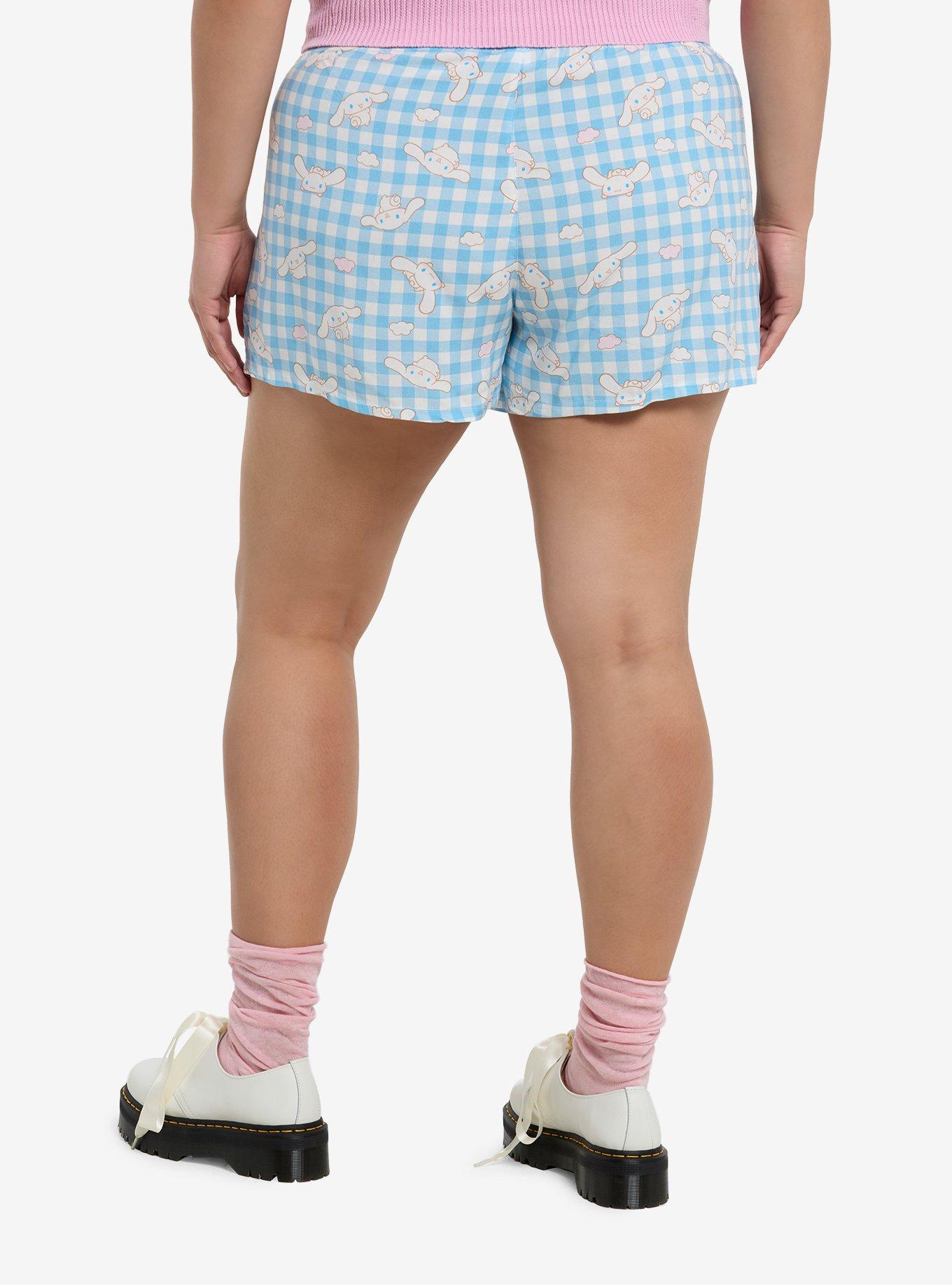 Cinnamoroll Gingham Girls Boxer Shorts Plus Size, , hi-res