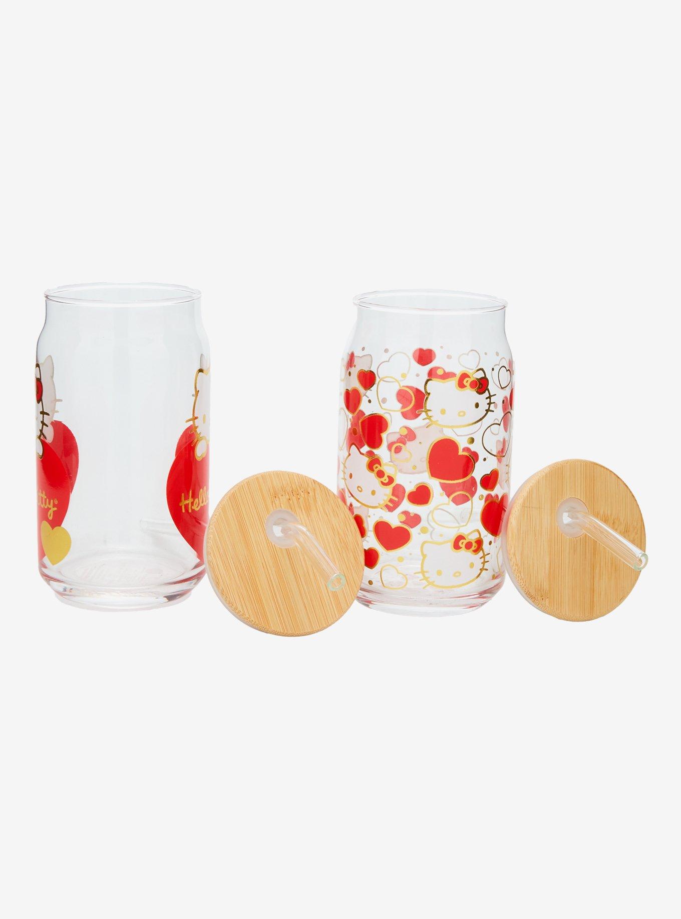 Hello Kitty Heart Glass Cup Set, , hi-res