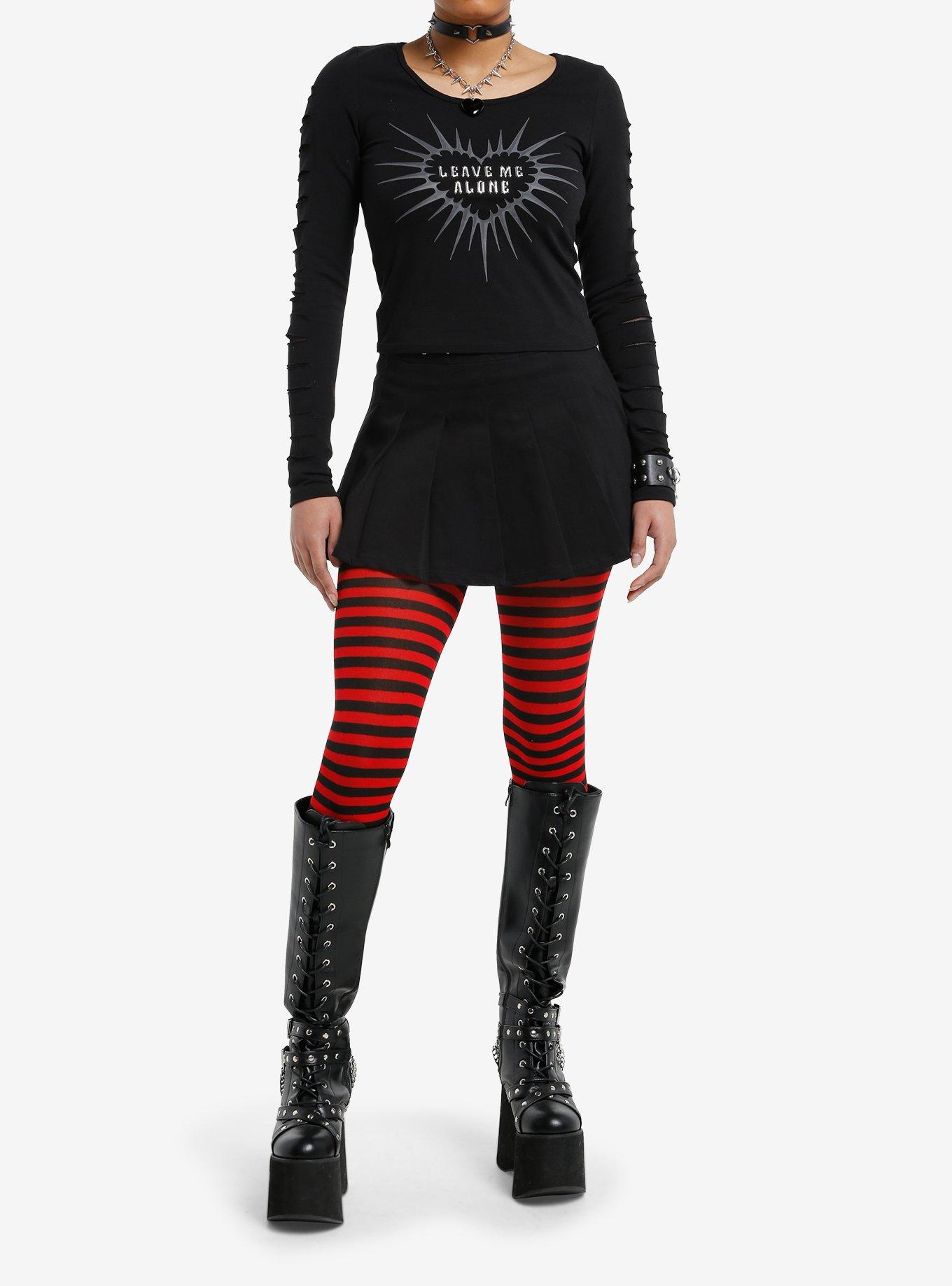 Leave Me Alone Slashed Girls Long-Sleeve Top, , hi-res
