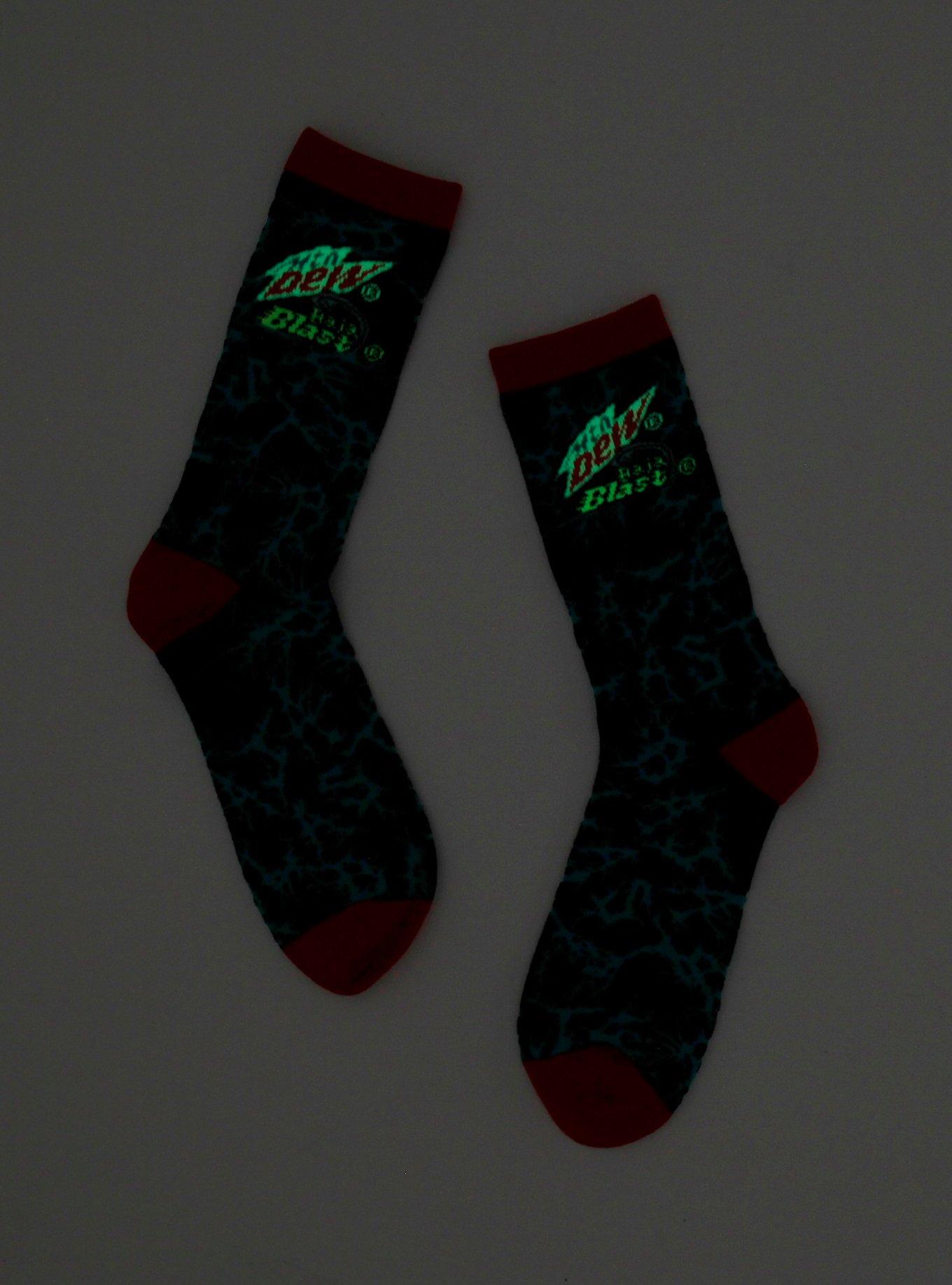 Mountain Dew Baja Blast Glow-In-The-Dark Crew Socks, , alternate