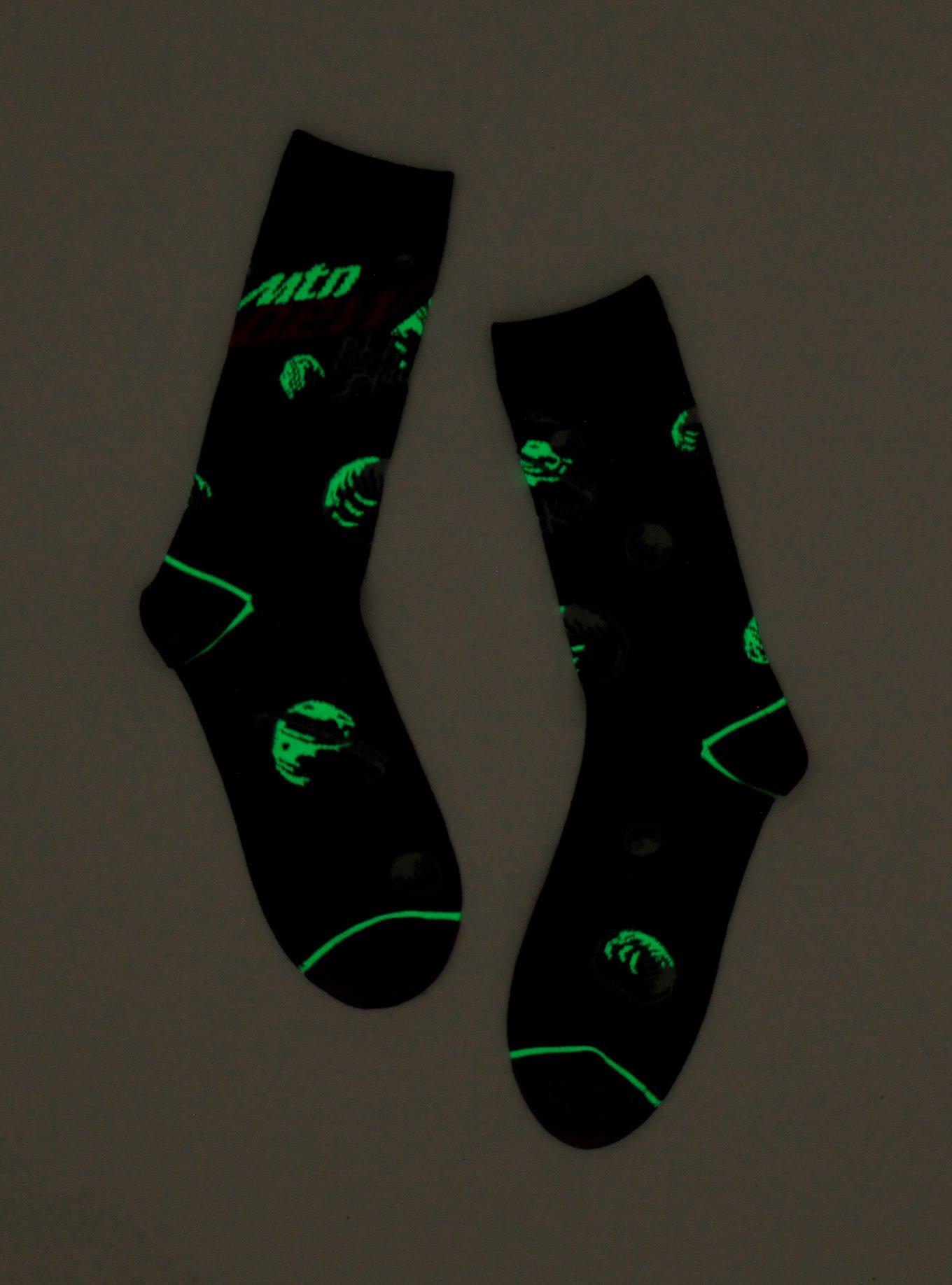 Mountain Dew Pitch Black Glow-In-The-Dark Crew Socks, , hi-res